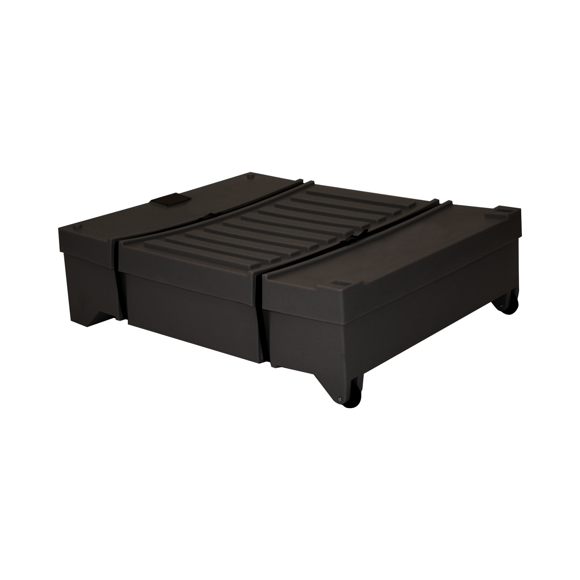 Compact modular counter base with casters for easy transport at trade shows and exhibitions
