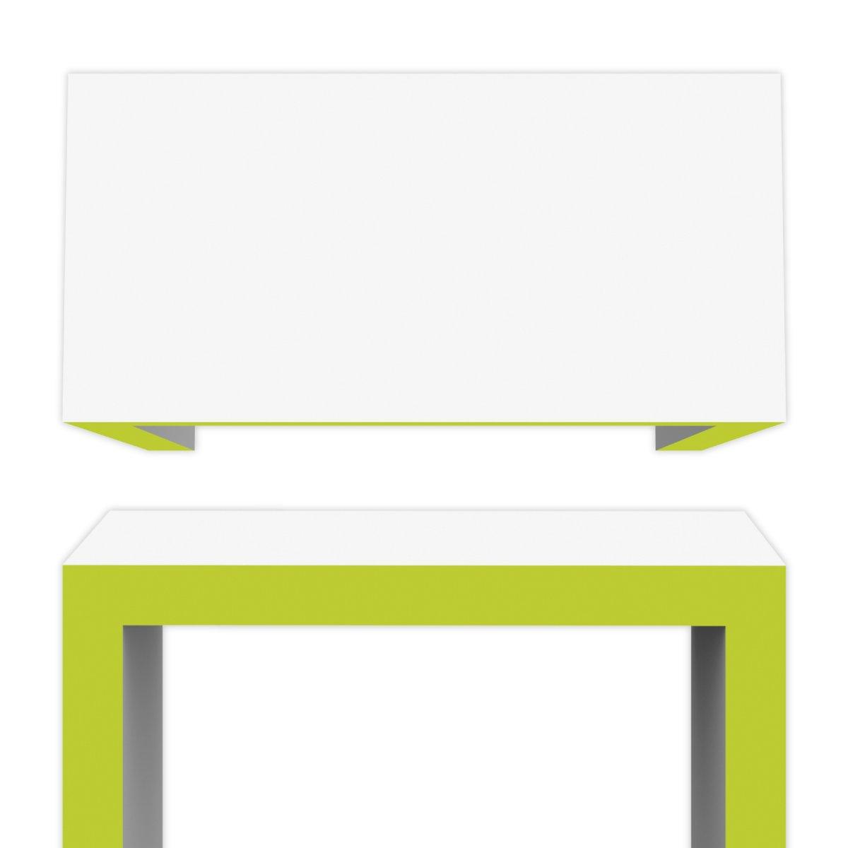 Modular trade show counter with clean lines and open rectangular frame for exhibitions and events