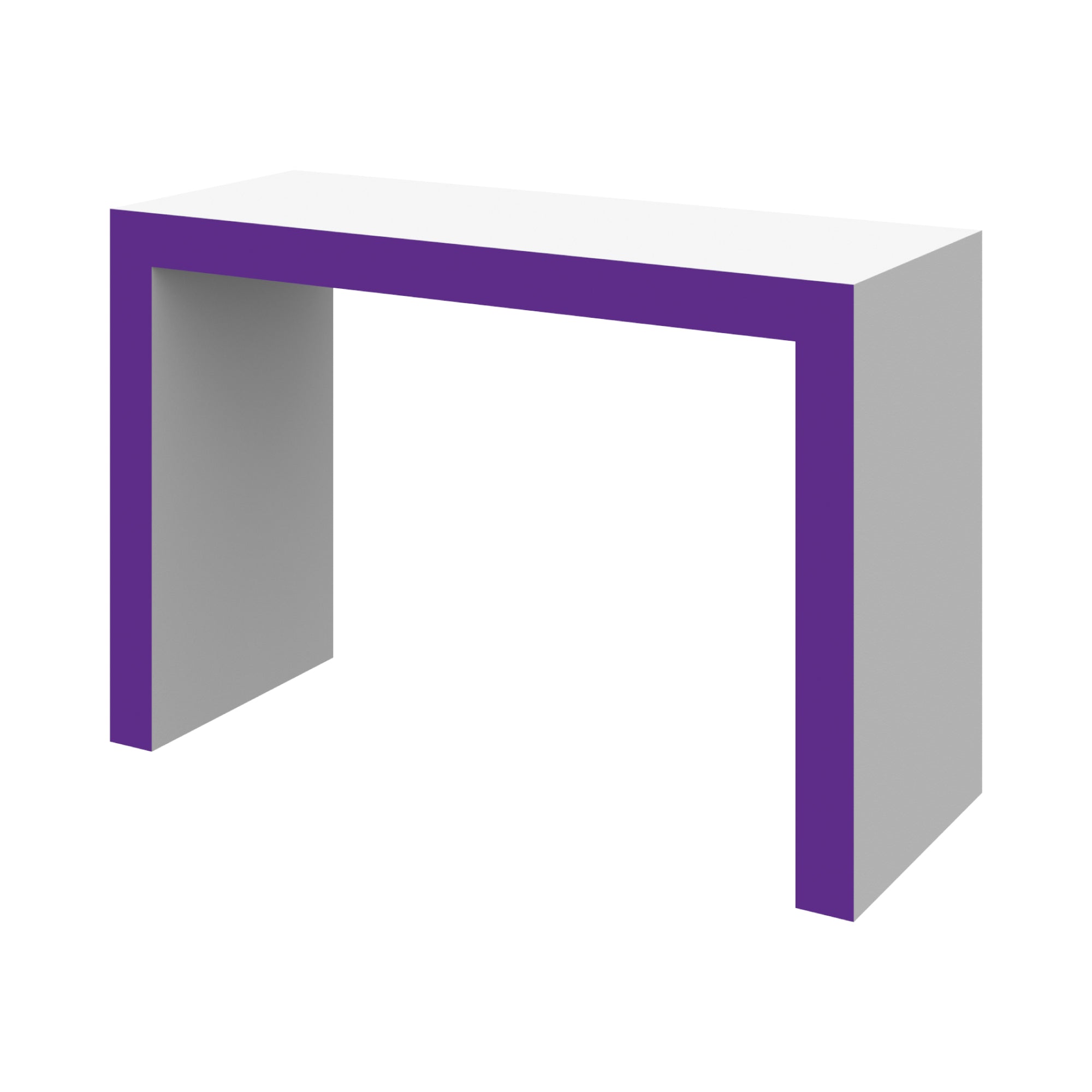 Modular counter table designed for trade shows and exhibitions with clean geometric structure