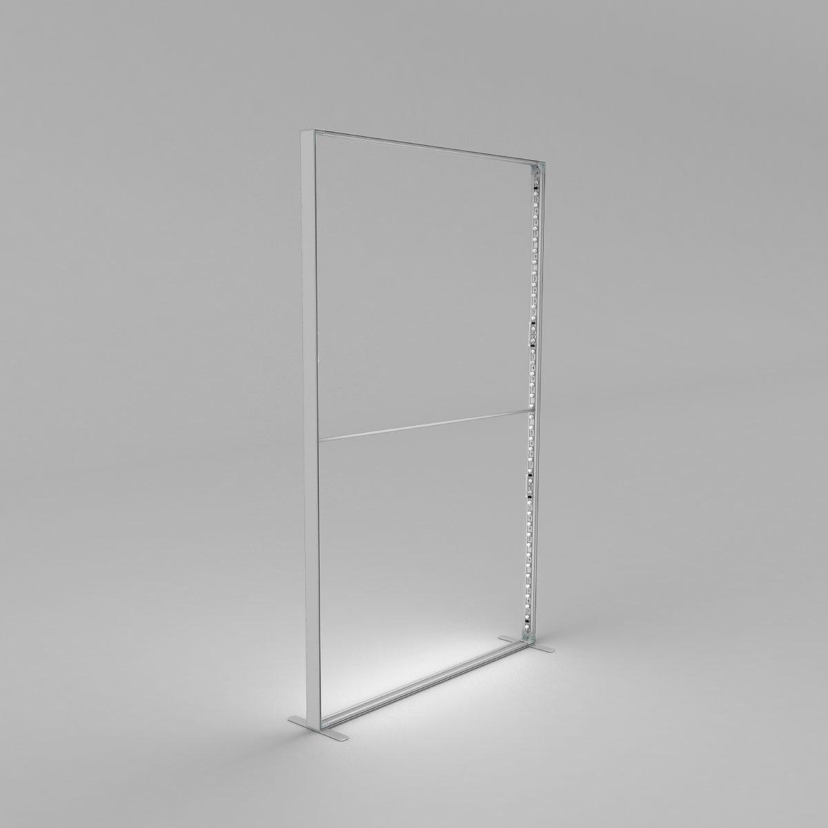 Illuminated transparent display panel frame for trade shows, exhibitions, and special event presentations