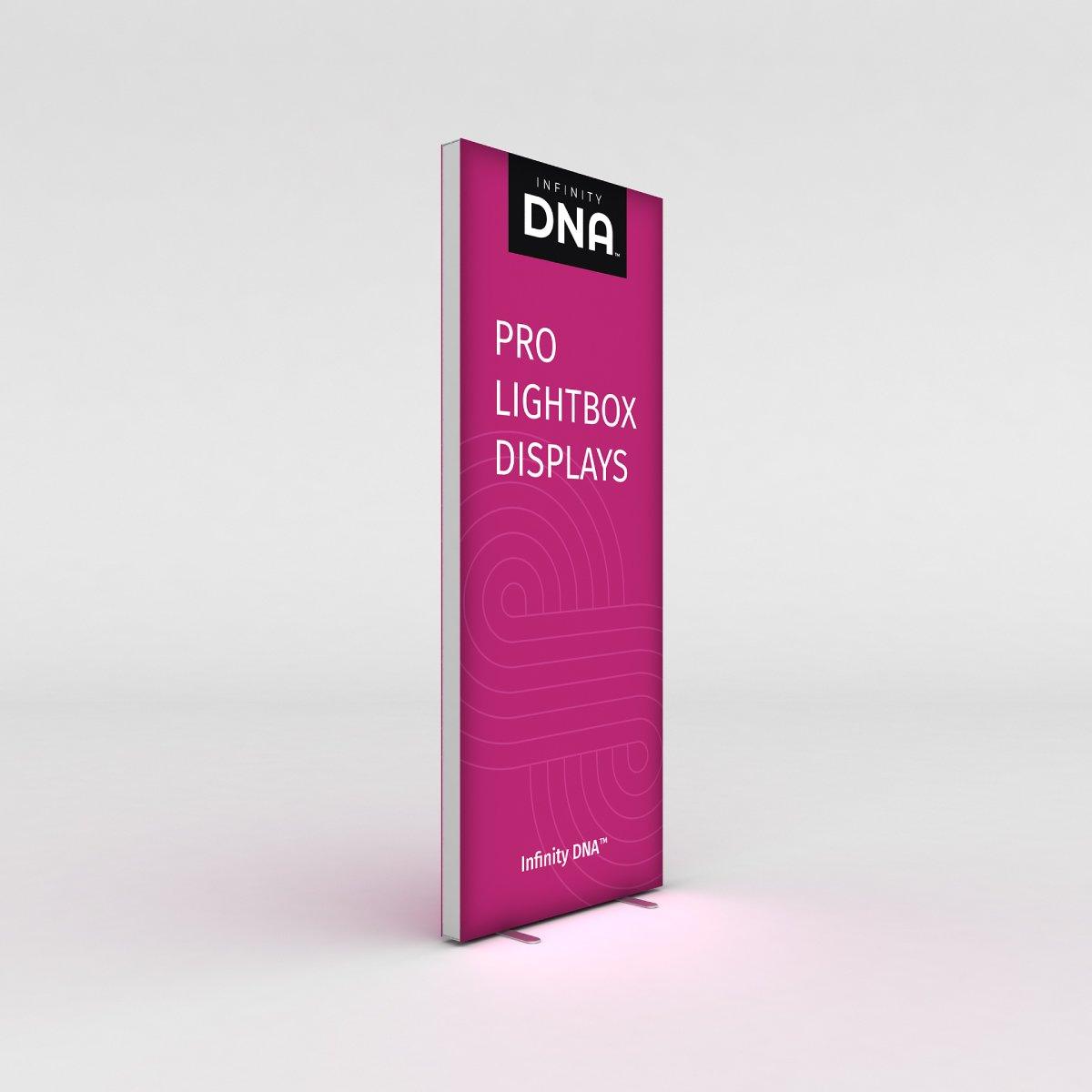 Freestanding Infinity DNA Pro Lightbox Display for trade shows and exhibitions