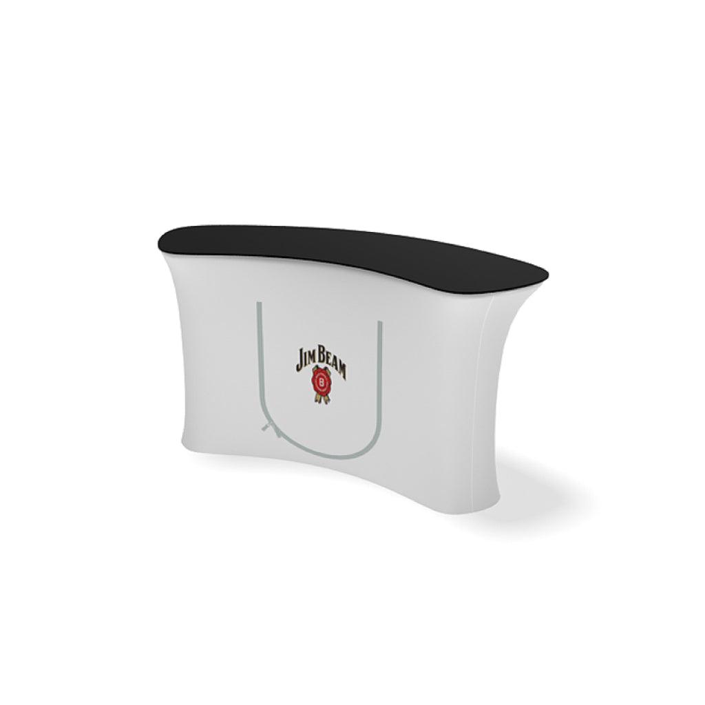 Curved trade show counter with custom Jim Beam branding for exhibitions and special events