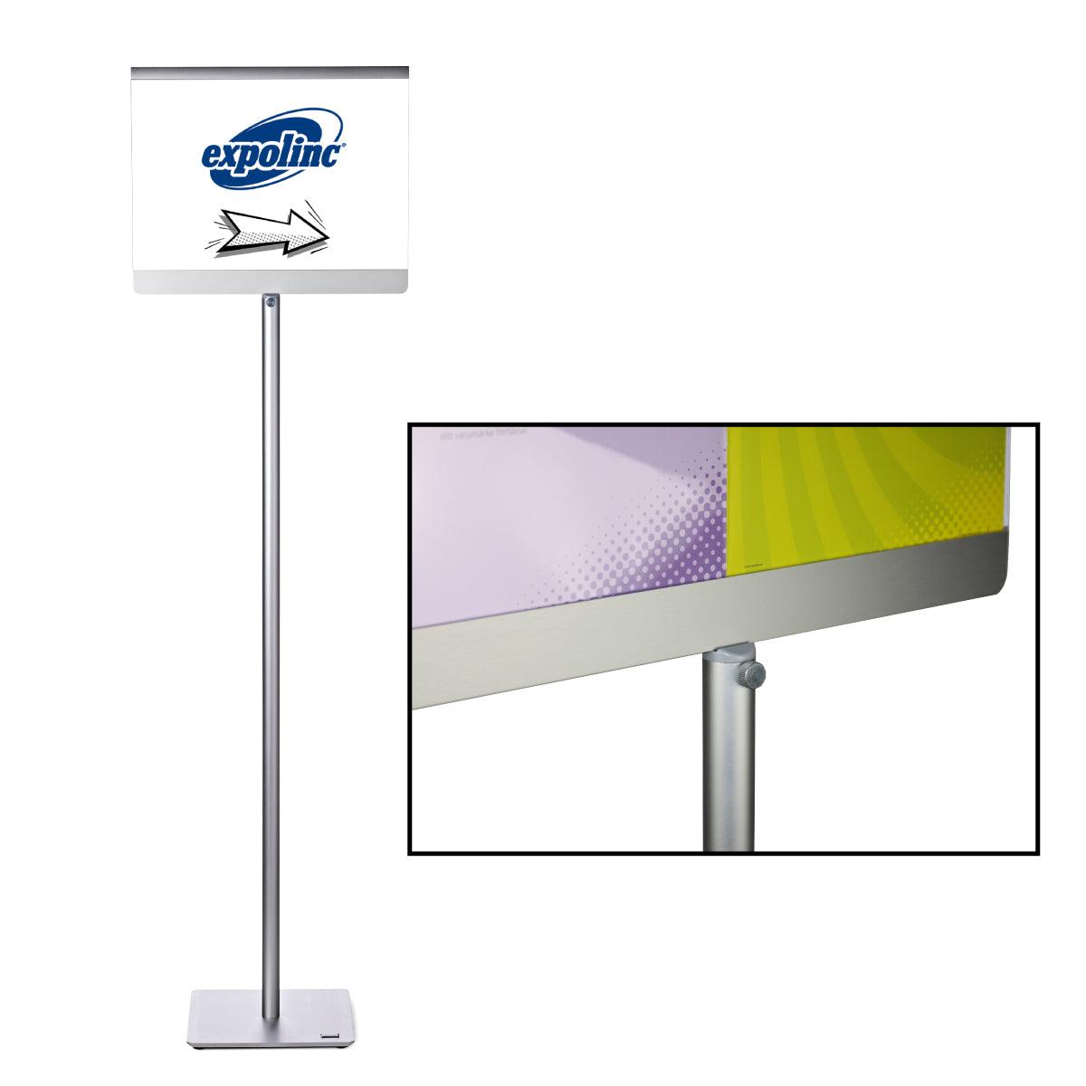Adjustable info stand with graphic panel for trade shows and exhibitions