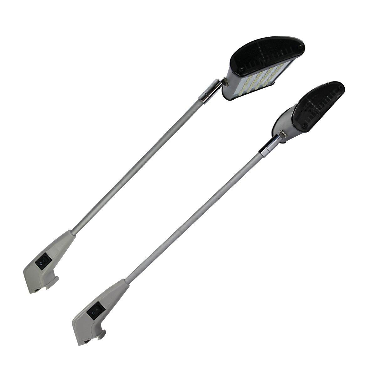 Pair of LED spotlights with adjustable heads designed for trade show and event lighting