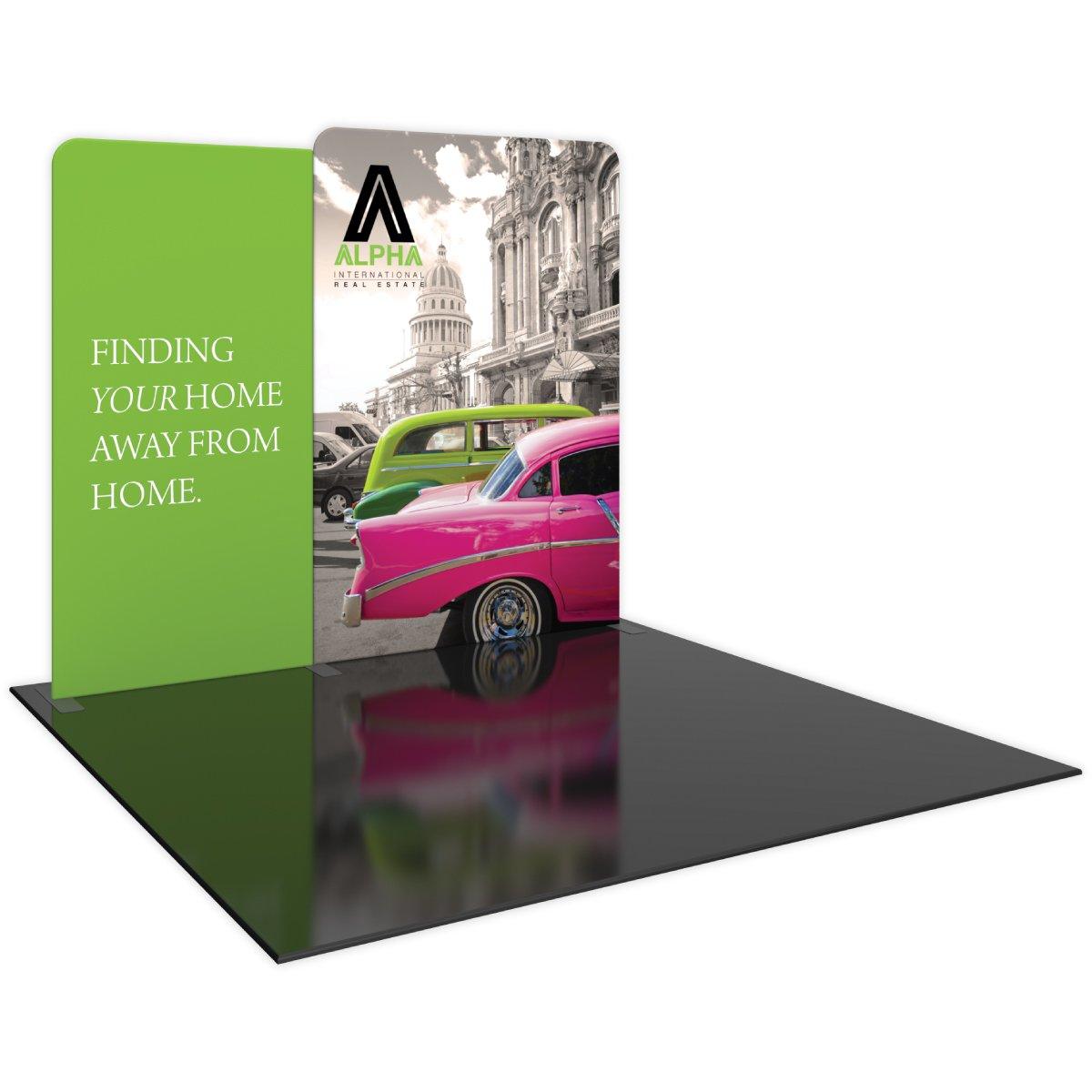 10ft trade show display with vintage car graphic and real estate branding for exhibitions and events