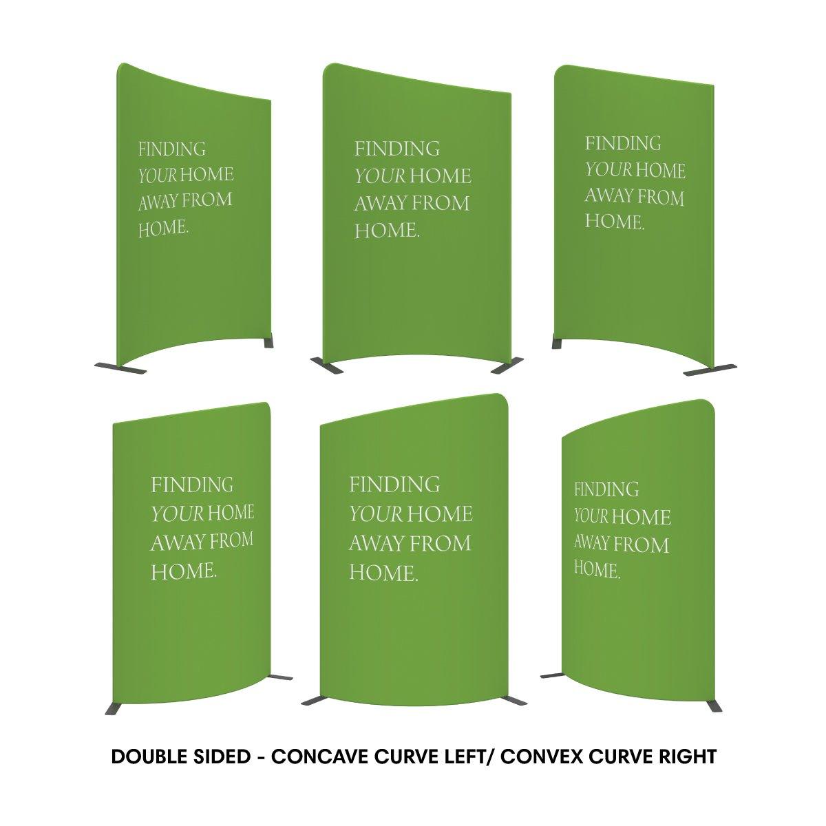 Double sided curved trade show display panels for exhibitions and special events