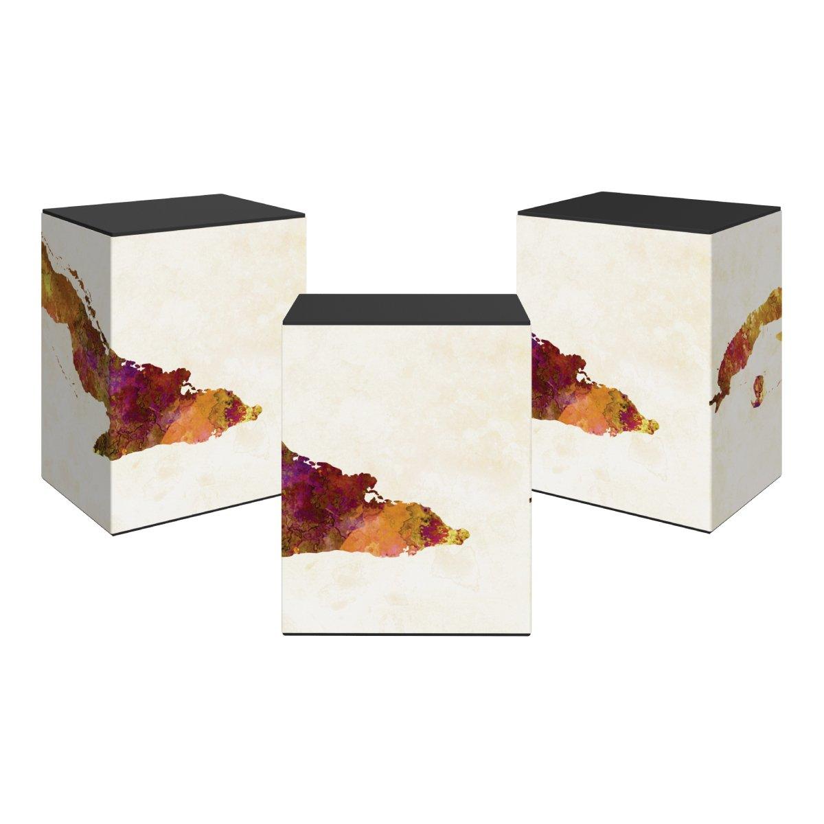 Modular magnetic cube displays with abstract artwork for trade show booths and event exhibitions