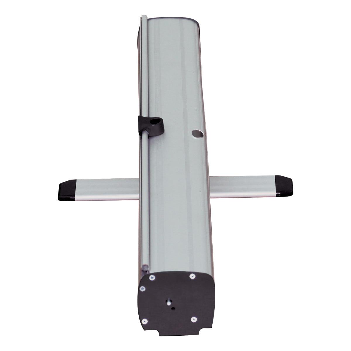 compact trade show banner stand base with stabilizing feet for exhibitions and events