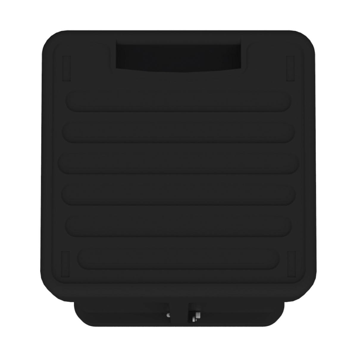 Expandable shipping case for trade shows and exhibitions with sturdy handle and secure latch