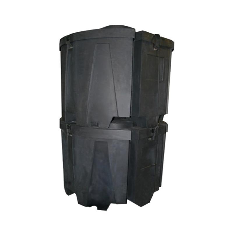 Stacked heavy-duty shipping cases designed for secure transport at trade shows and exhibitions