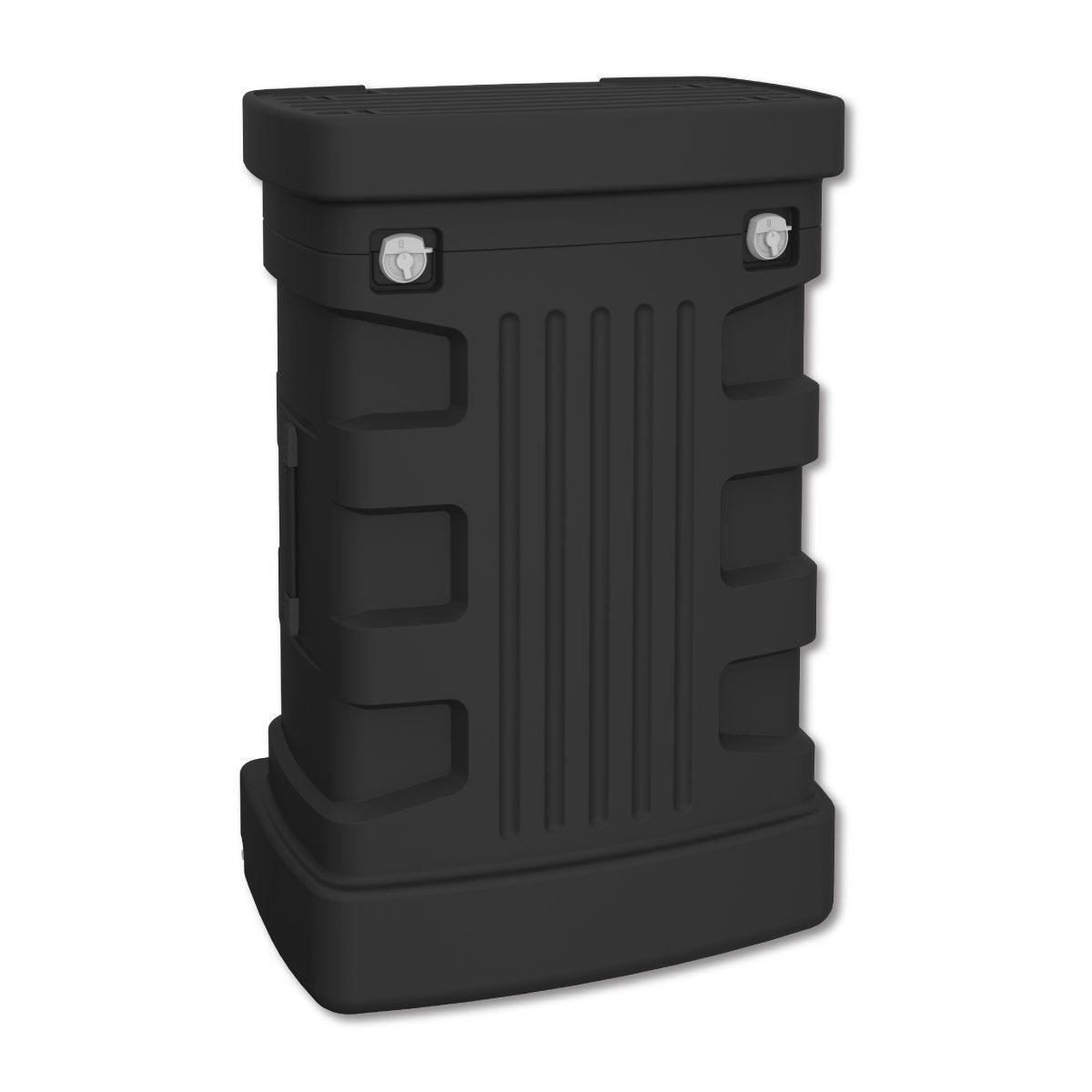 Durable transport case for trade shows and exhibitions with secure locks and rugged design