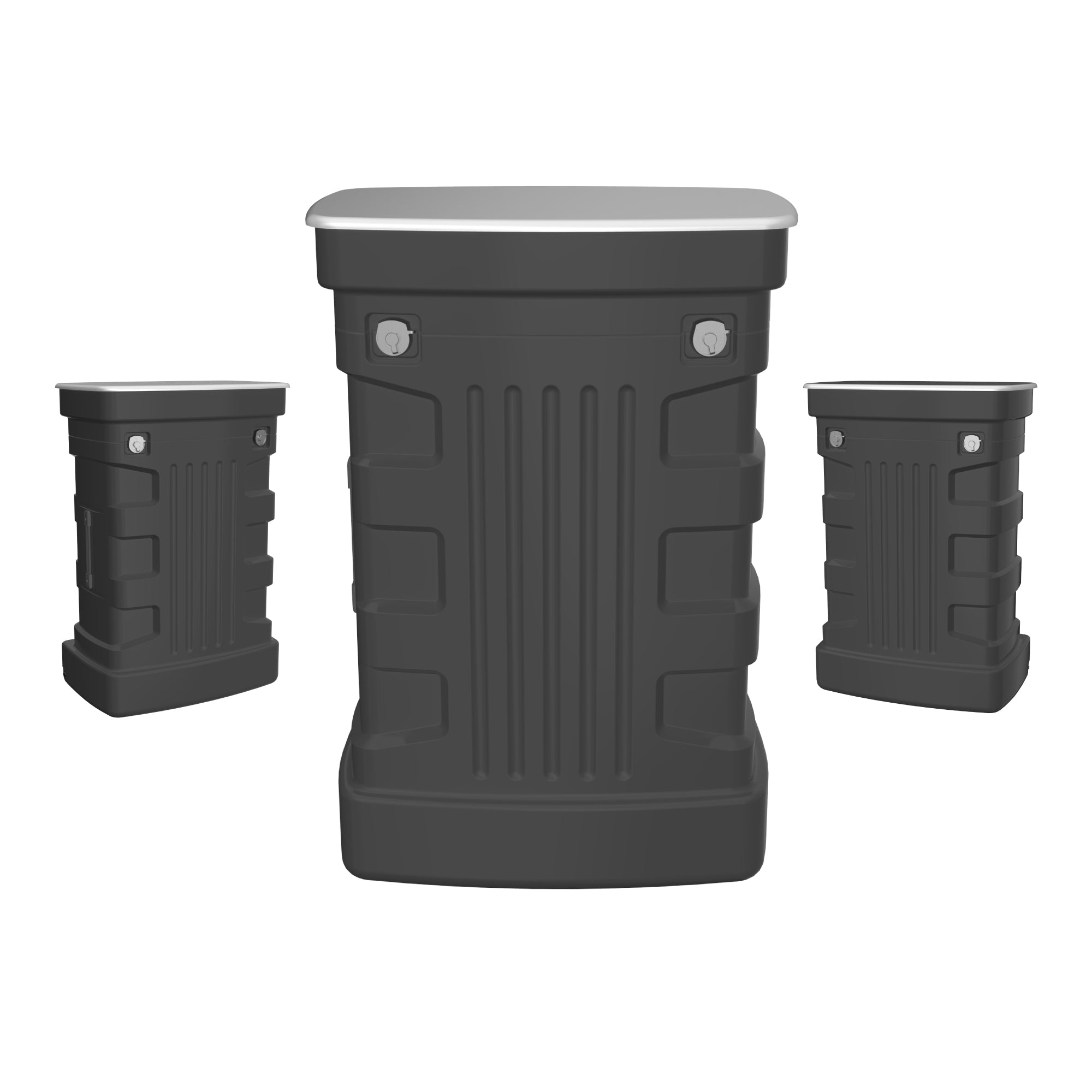 Durable trade show counters with locking mechanisms for exhibitions and special event displays