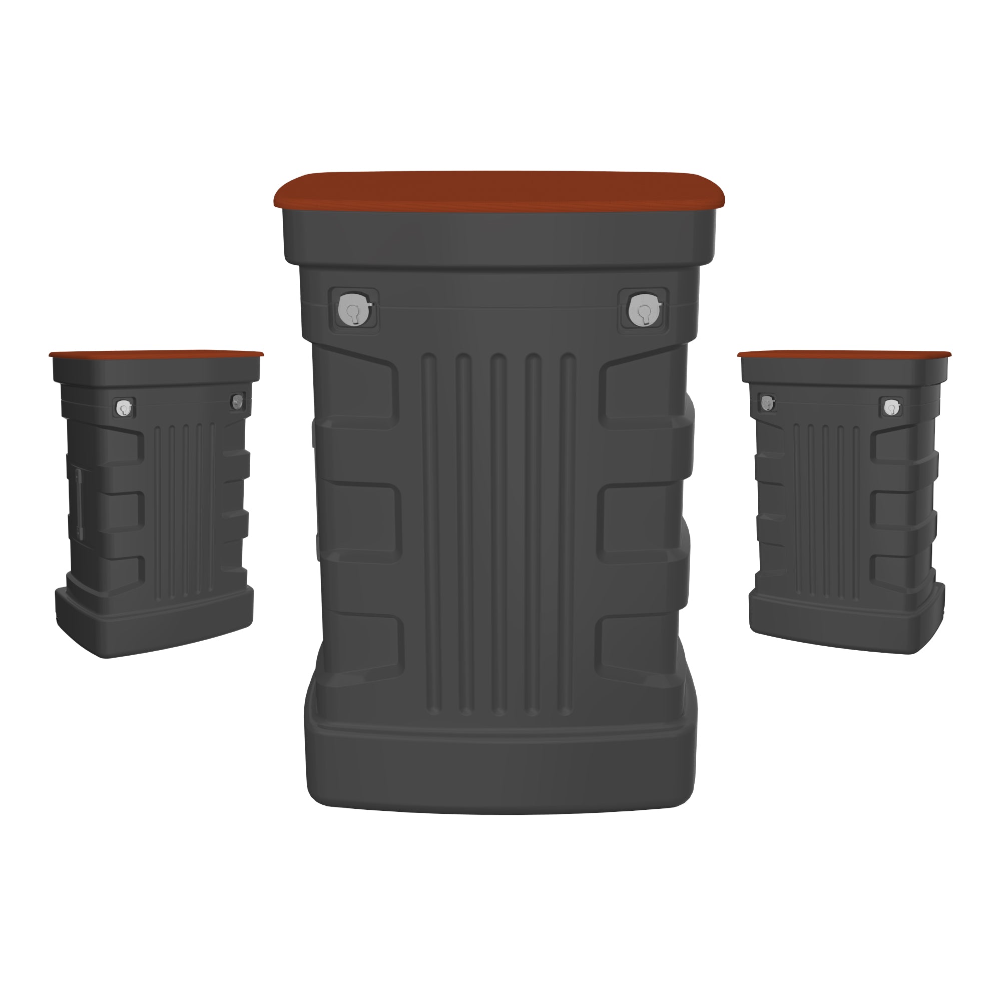 Portable trade show counters with durable lockable storage, ideal for exhibitions and special events