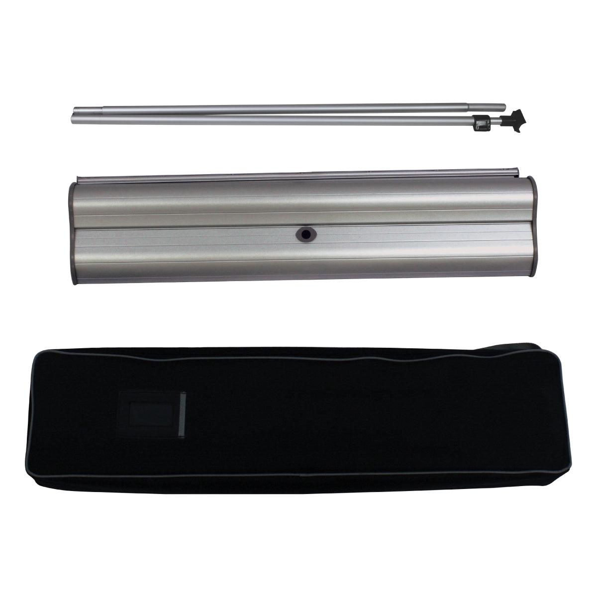 Retractable banner stand components with carry case for trade shows and exhibitions