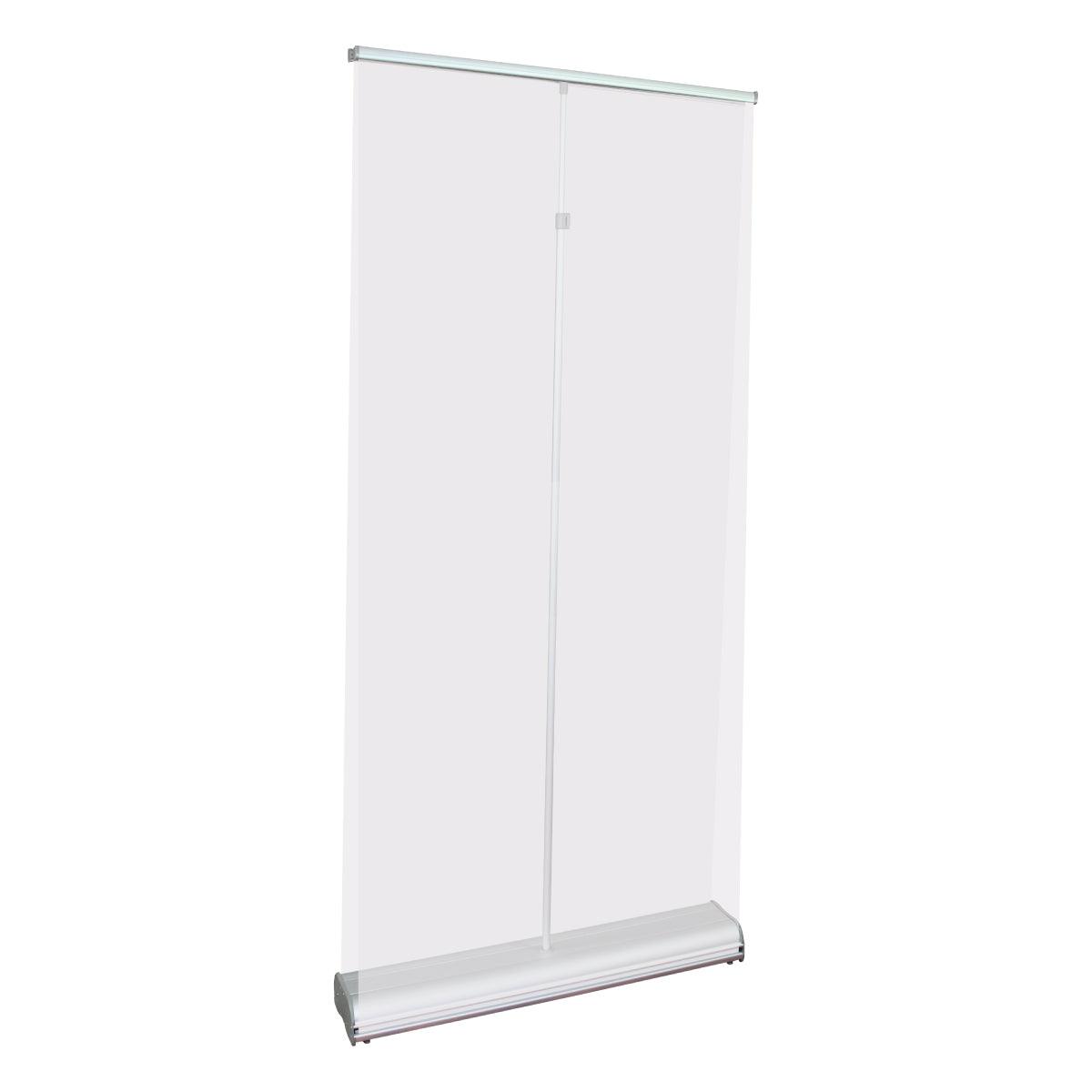 Double-sided retractable banner stand for trade shows and exhibitions with lightweight aluminum frame