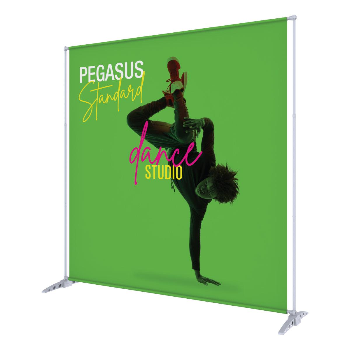 Pegasus Standard banner stand displaying dance studio advertisement for trade shows and exhibitions