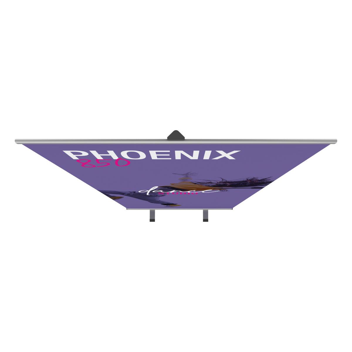 Phoenix 850 banner stand displaying promotional graphics for trade shows and exhibitions