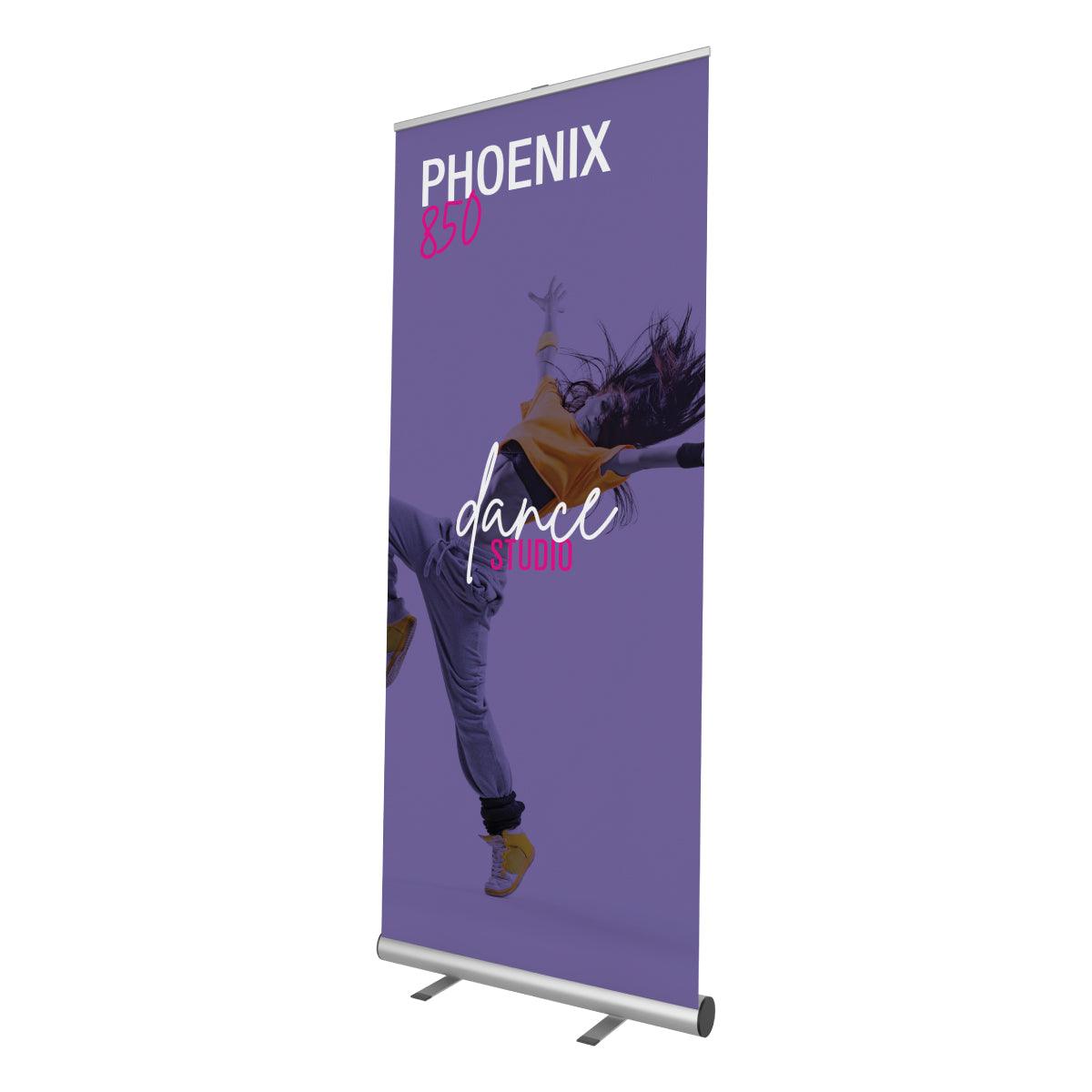 Retractable banner stand showcasing dance studio promotion for trade shows and special events