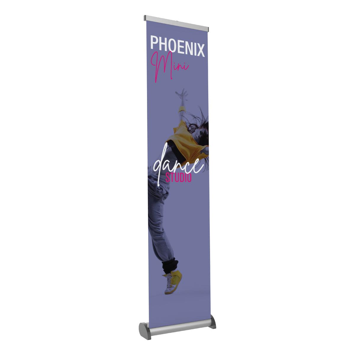 Tall banner stand with dance studio graphic for trade shows and exhibitions
