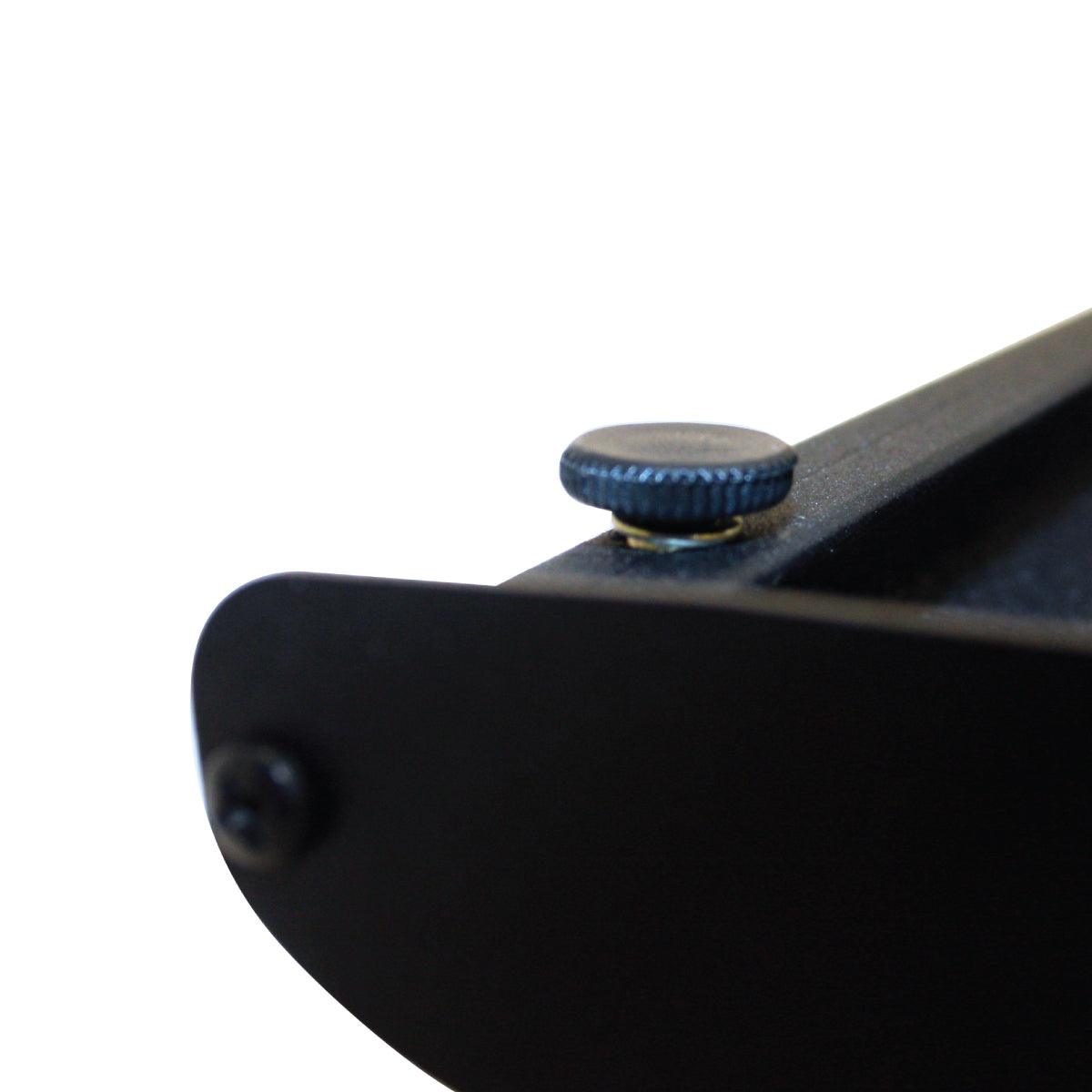 Close-up of adjustable screw on a rollup banner stand for trade shows and exhibitions