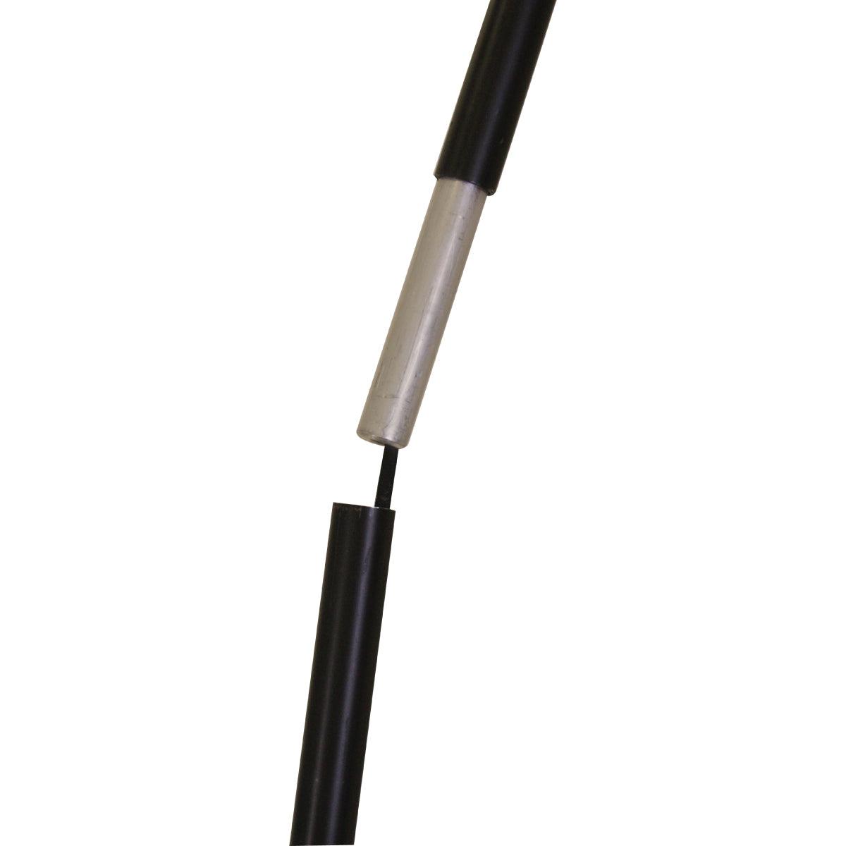 Close-up of adjustable pole sections for rollup banner stand used in trade shows and exhibitions