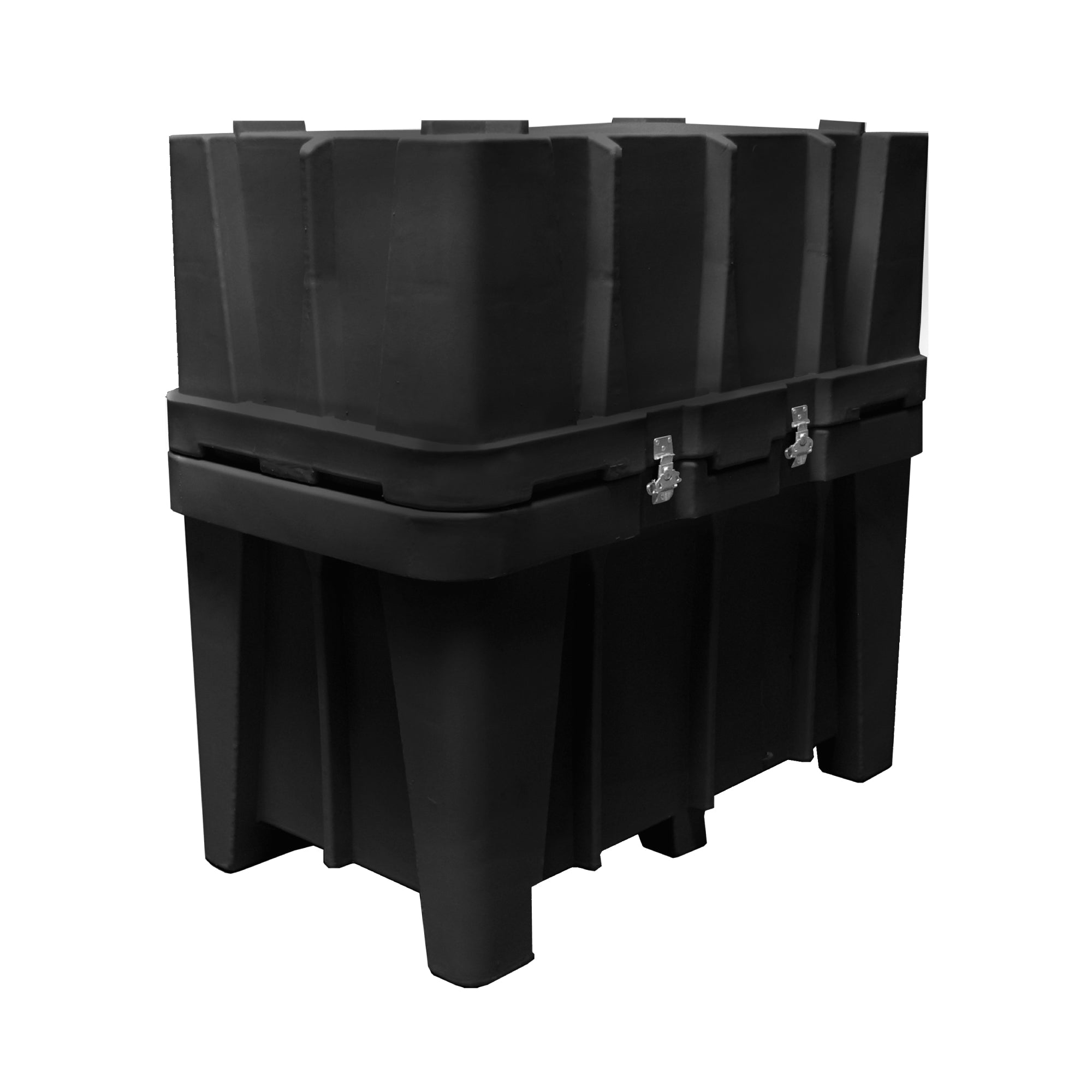 Heavy-duty transport crate with secure metal latches ideal for trade shows and special events