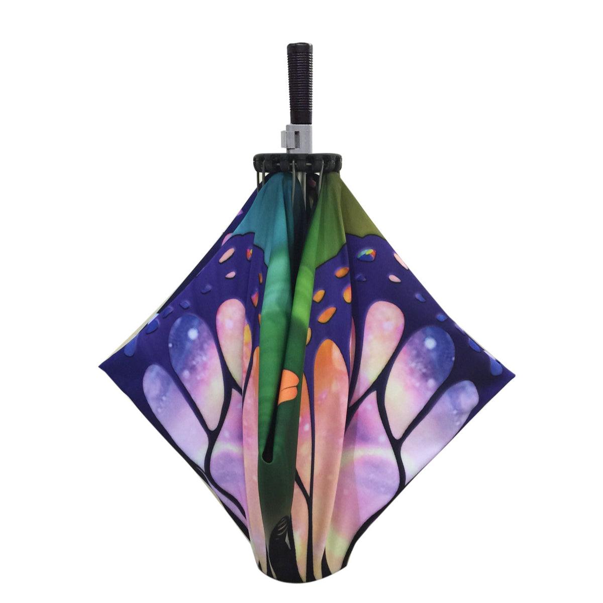 Compact tabletop trade show display with fabric graphics showcasing vibrant abstract design