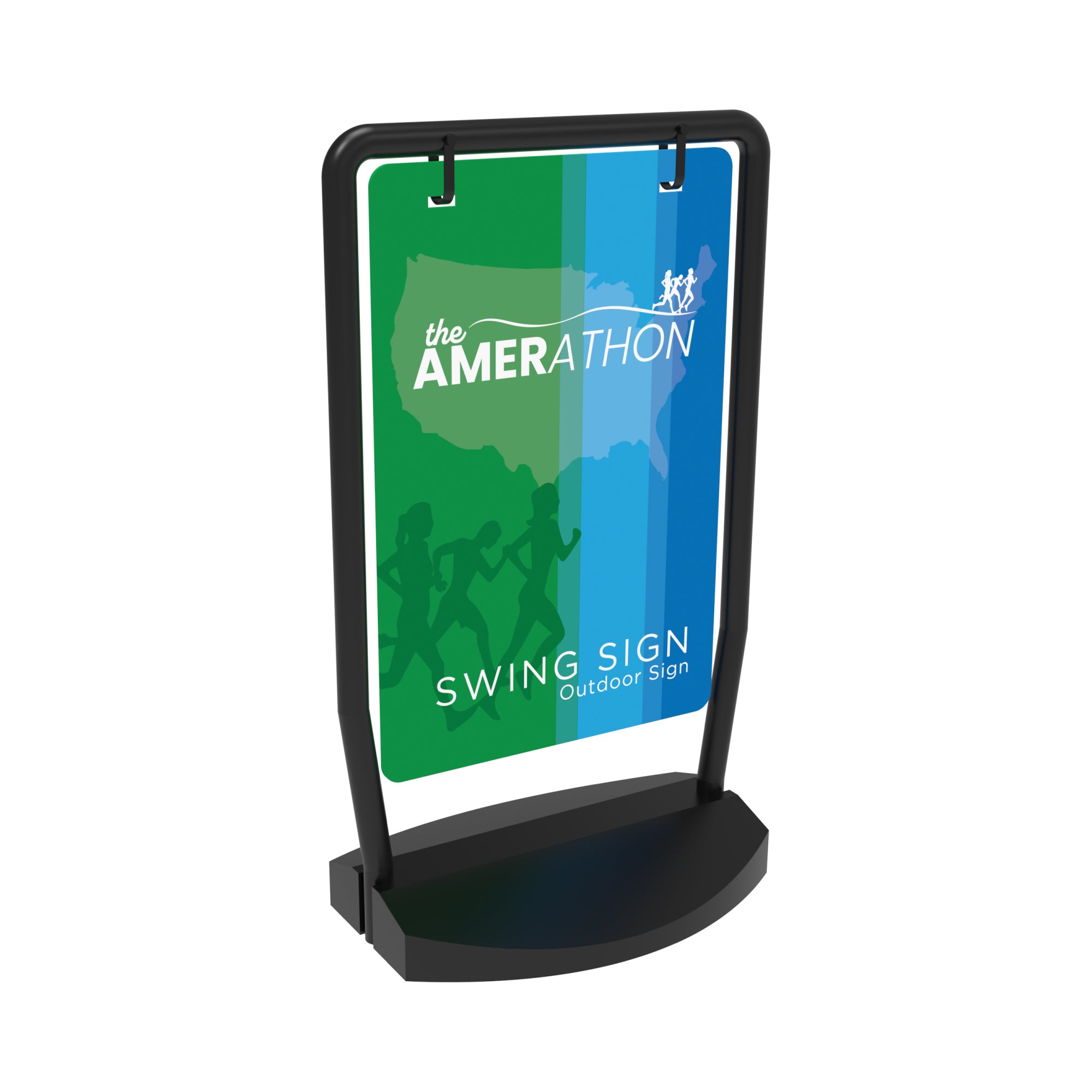 Portable swing sign stand with graphic panel for trade shows, exhibitions, and special events