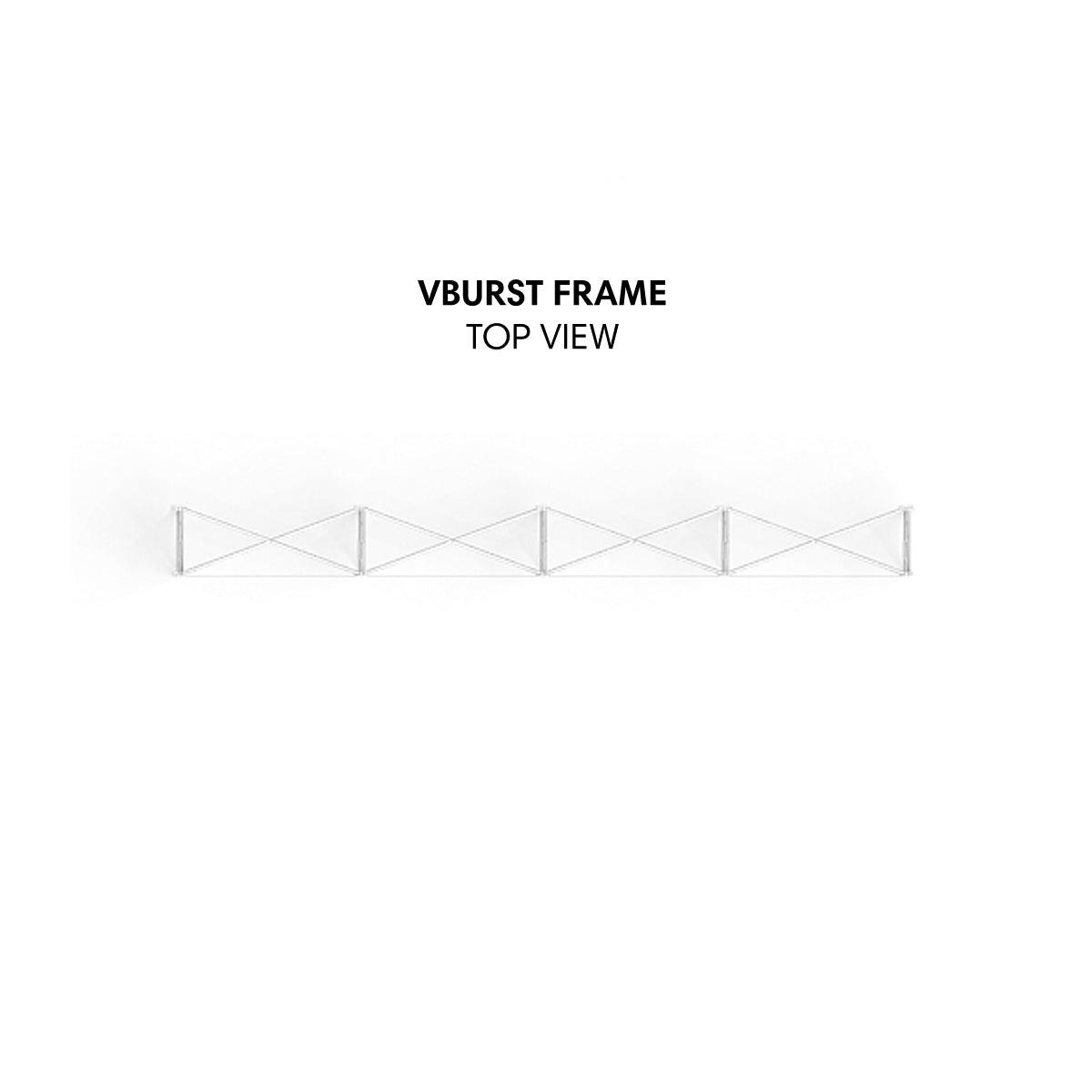 Top view of Vburst frame structure for trade show and exhibition display