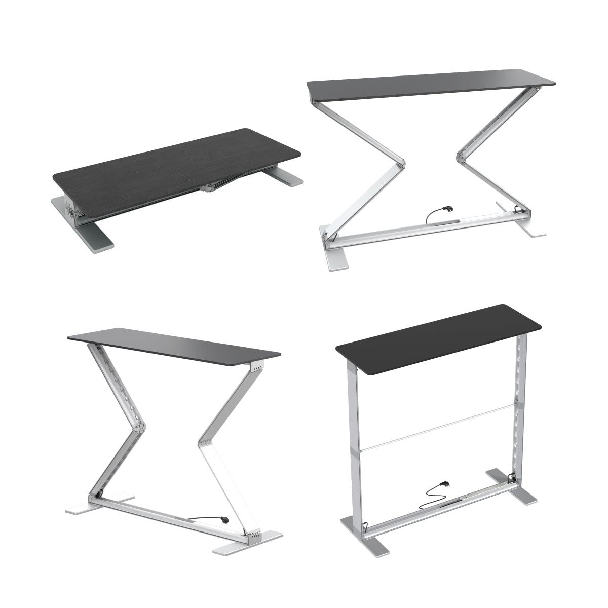 Adjustable portable counter with folding metal frame and flat top for trade shows and exhibitions