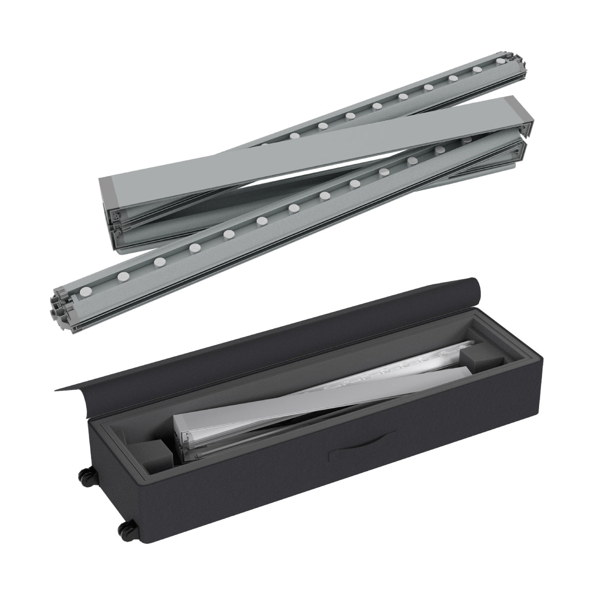 Collapsible frame and carrying case for portable trade show, exhibition, and event displays