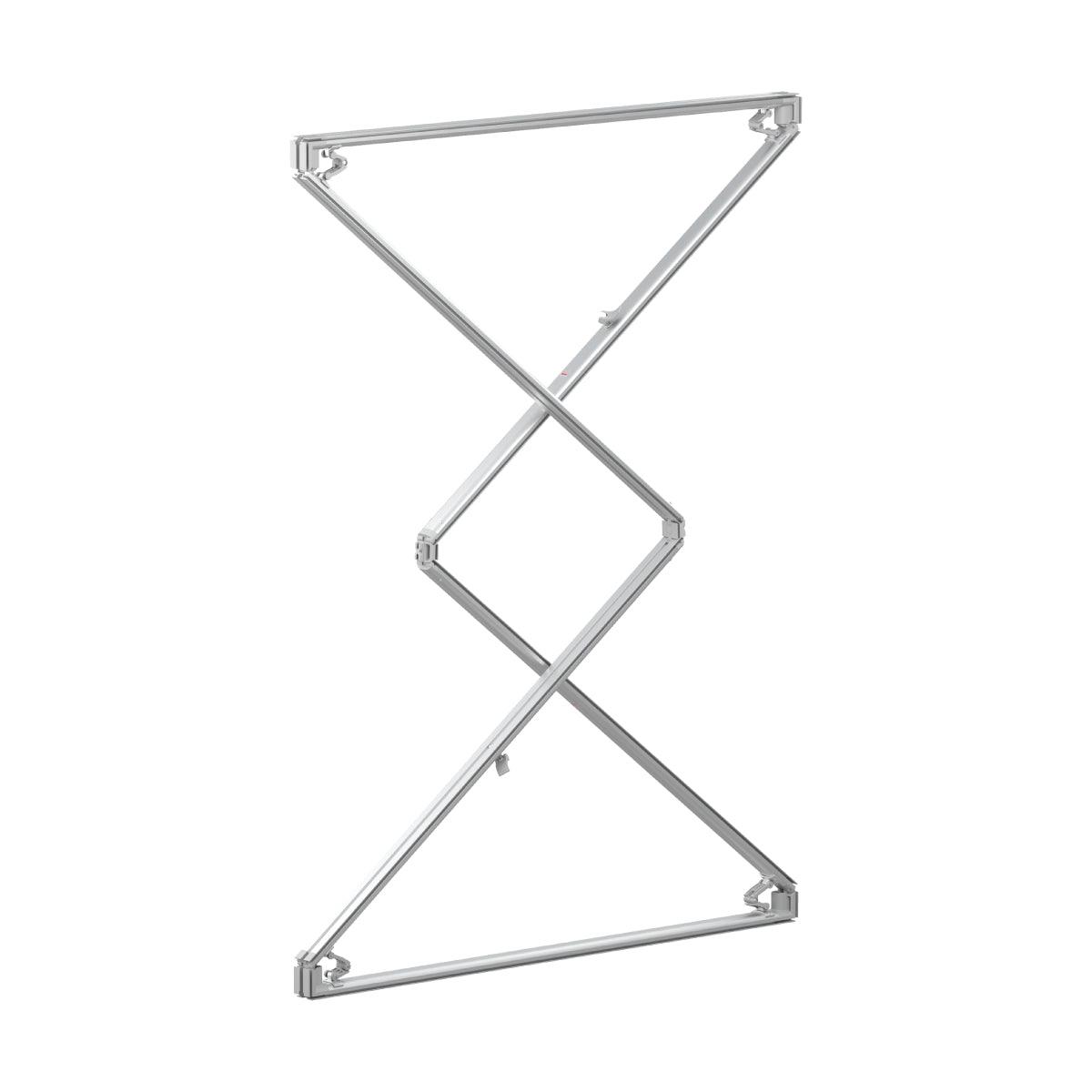 Expandable aluminum frame structure for trade show displays and exhibition stands