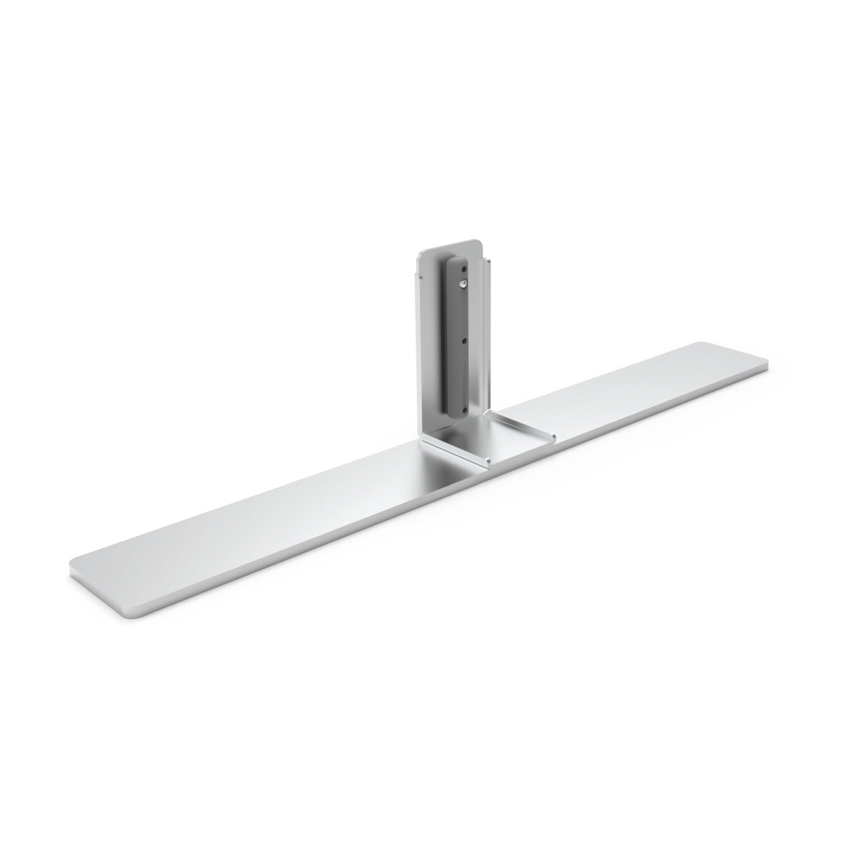 Metal base plate with vertical support bracket for trade show display stands