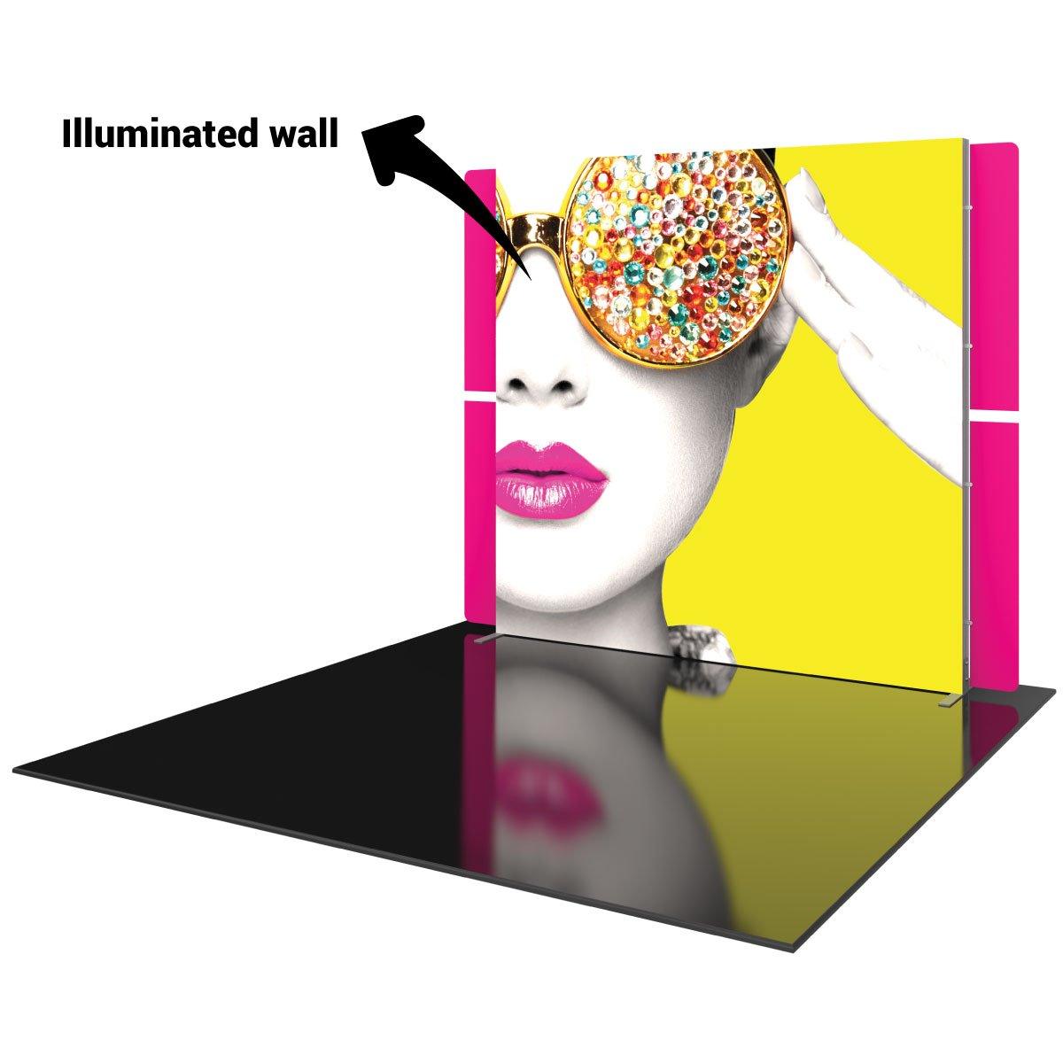 10ft backlit trade show display with vibrant graphic and illuminated wall for exhibitions and events