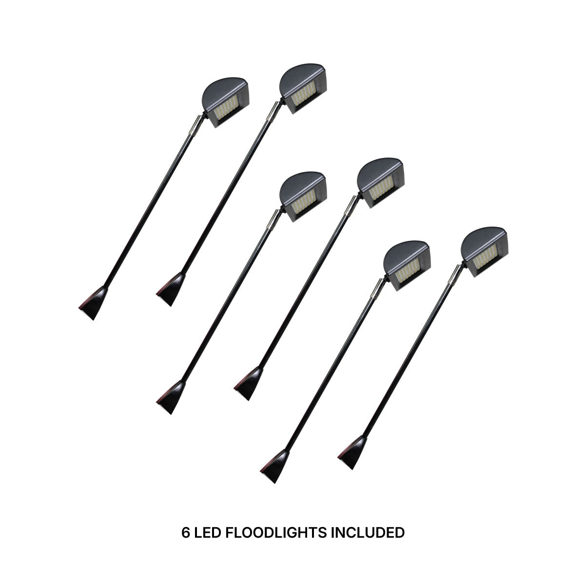 Set of six adjustable LED floodlights ideal for trade shows and exhibition lighting