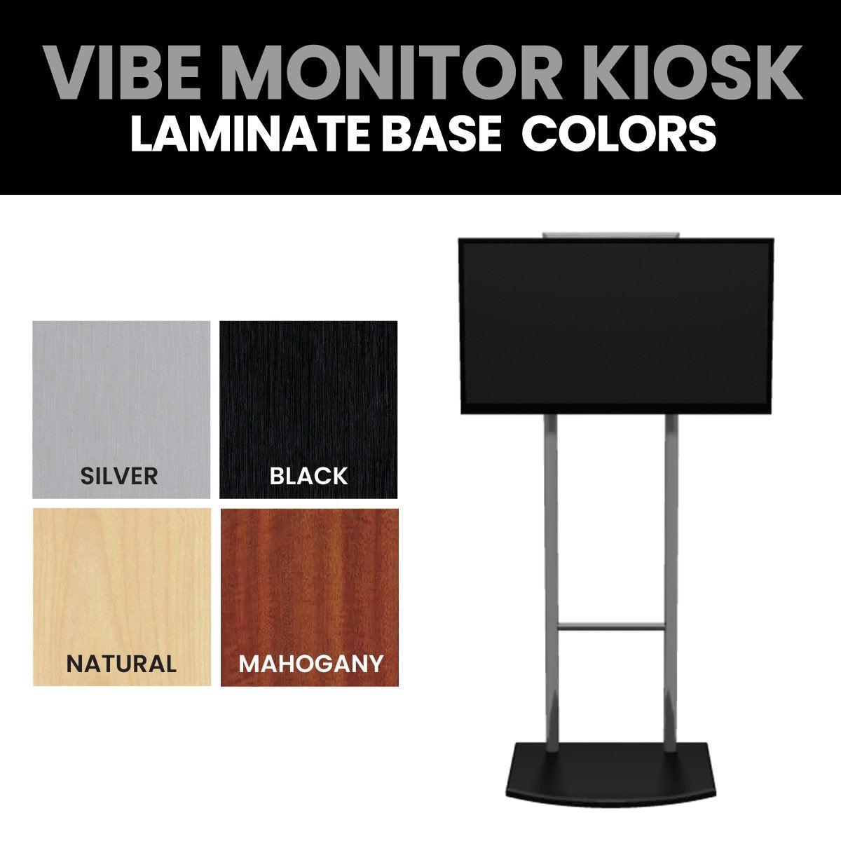 Monitor kiosk stand for trade shows and exhibitions with laminate base color options