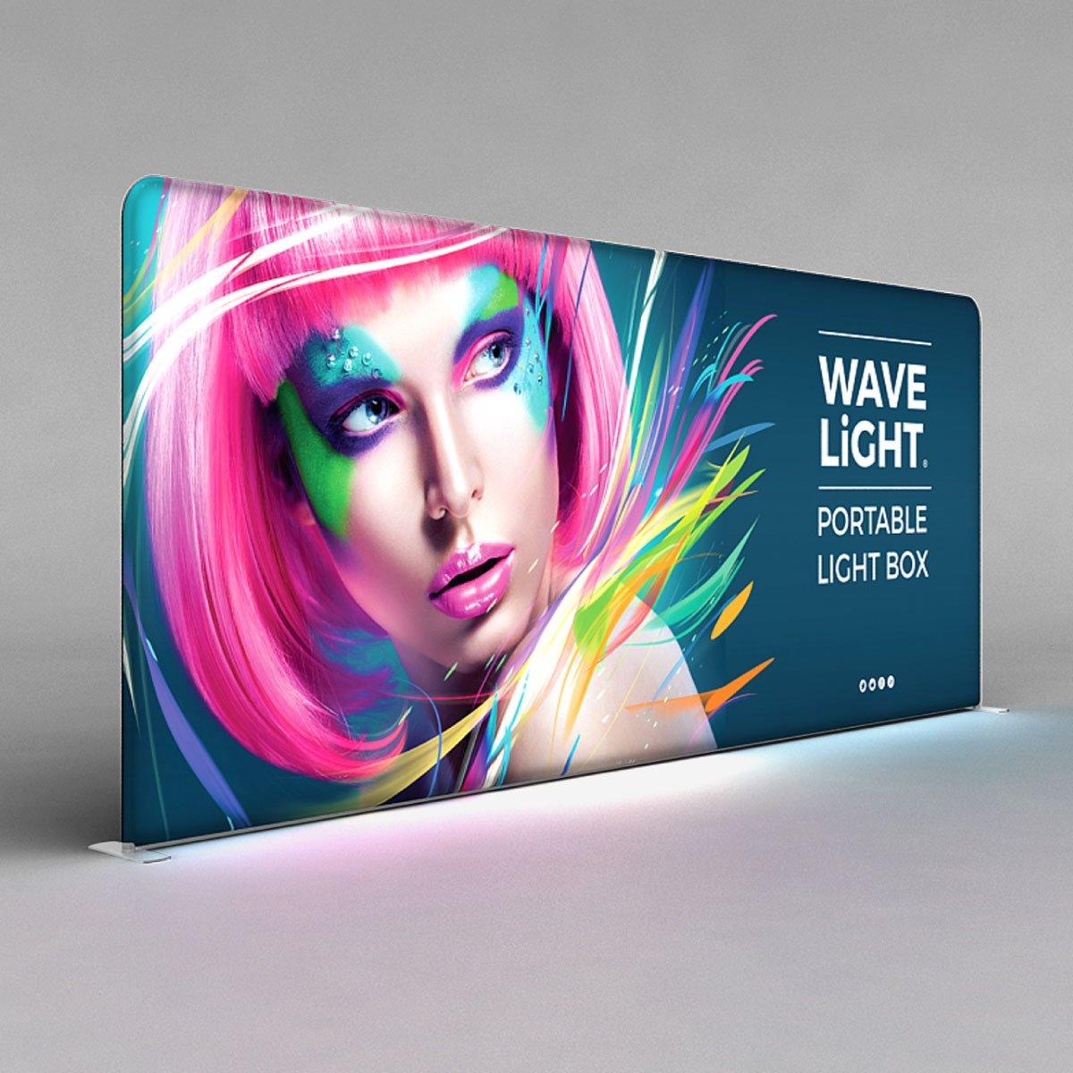 Large portable light box display with vibrant graphic and text for trade shows and exhibitions