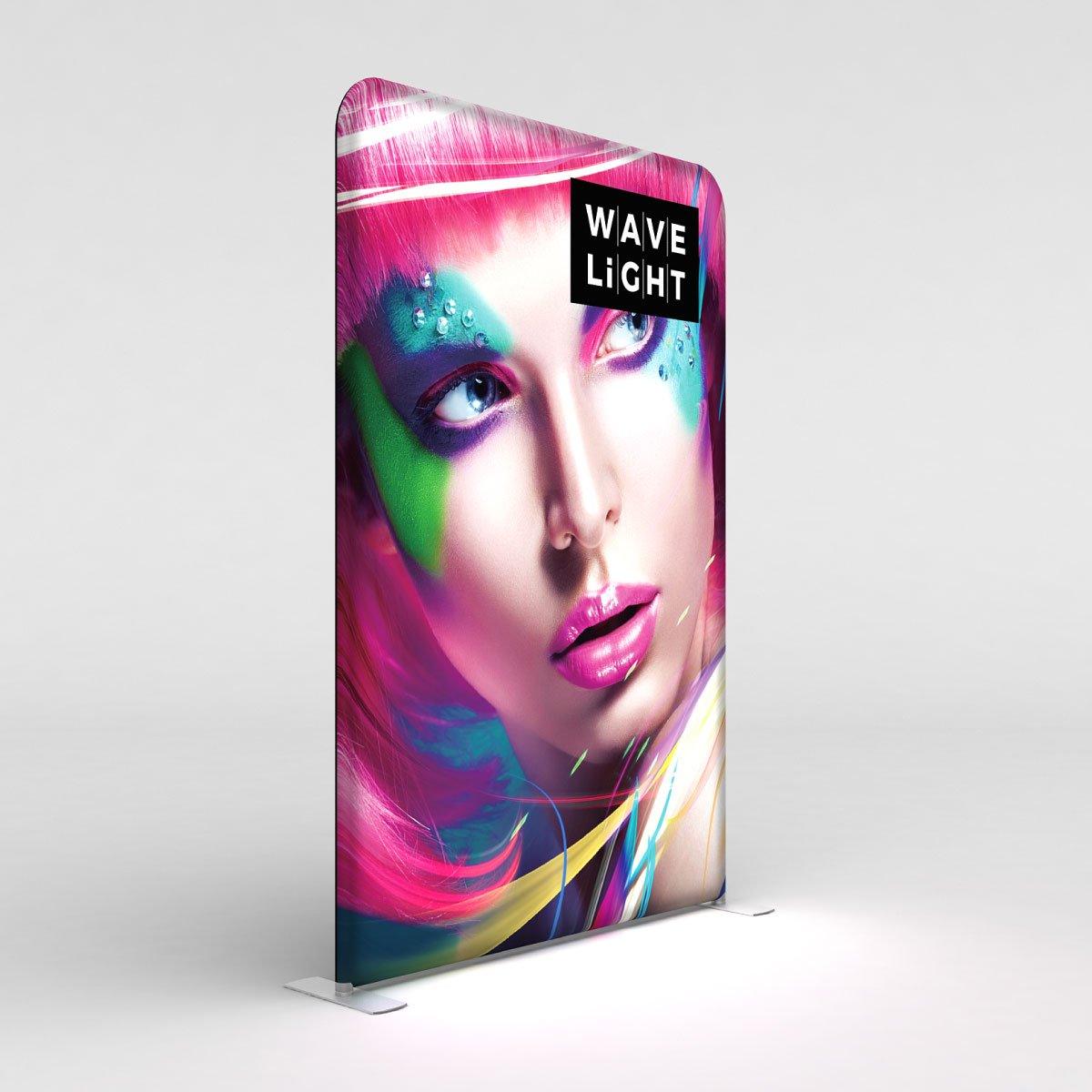LED backlit display featuring vibrant face artwork, ideal for trade shows and exhibitions