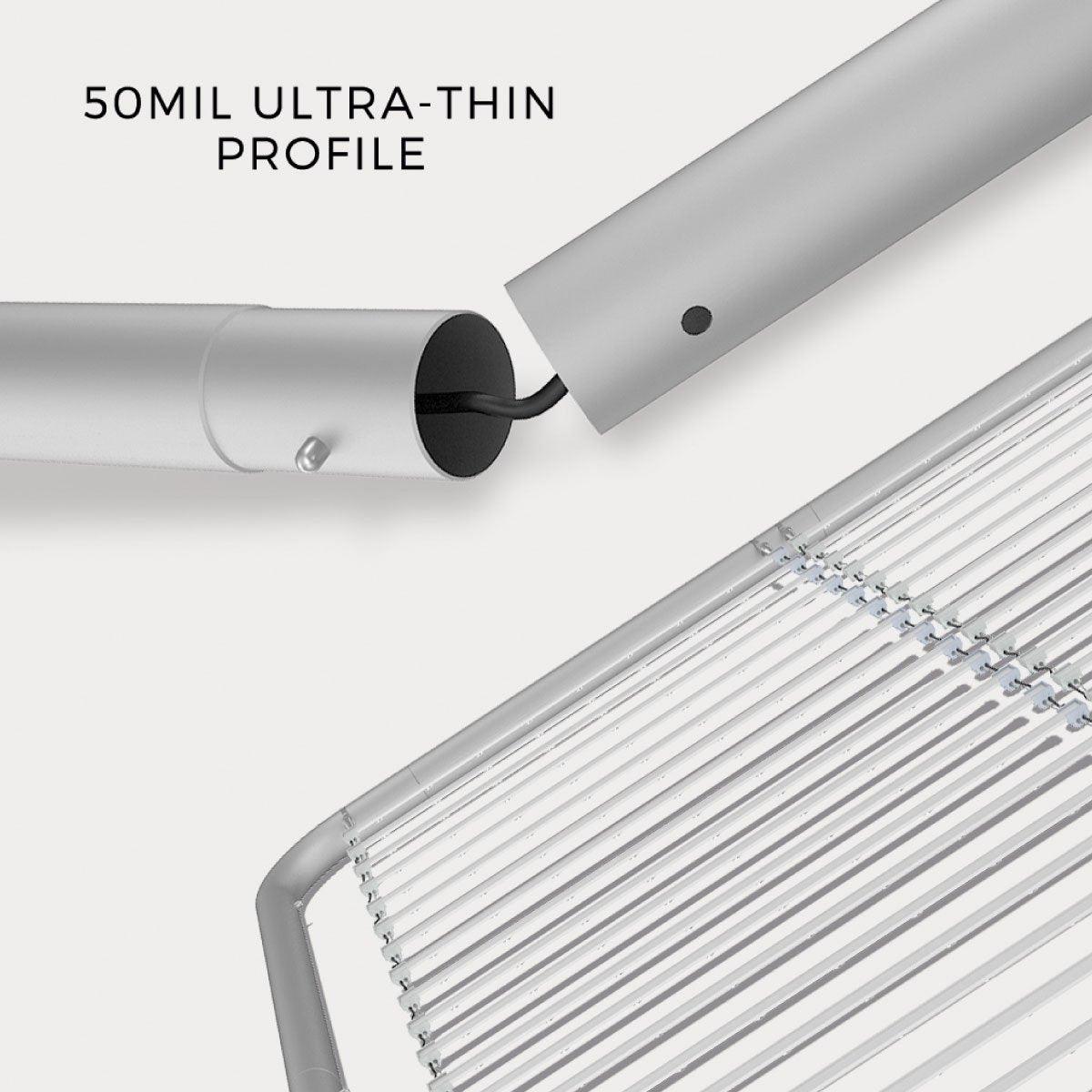 Ultra-thin LED tube frame with internal wiring ideal for trade show displays and event exhibits