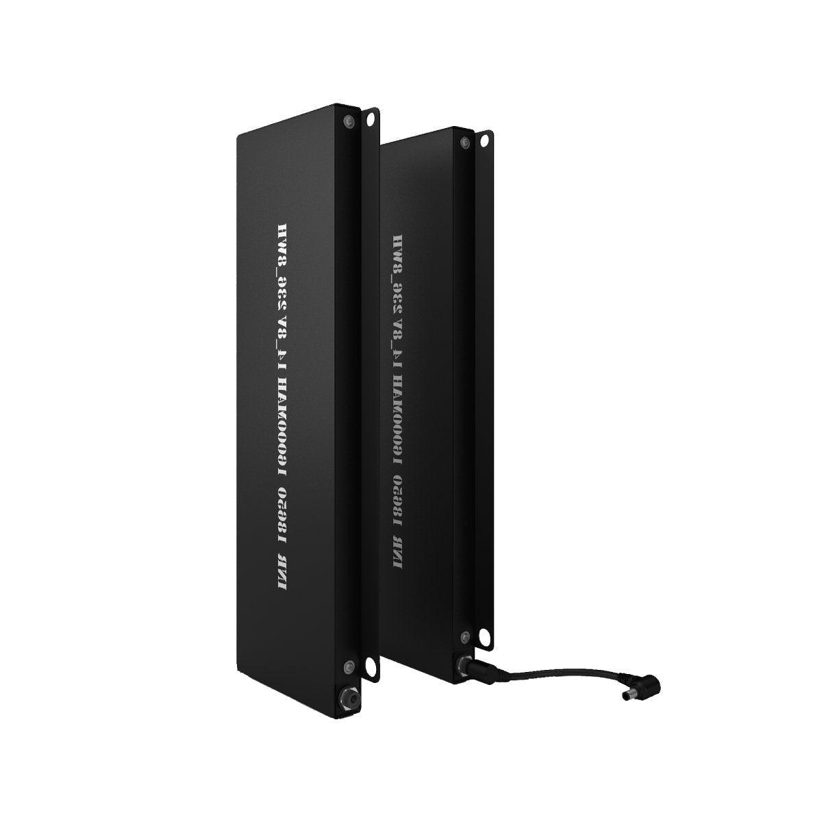 Slim lithium battery packs with connectors designed for trade show power solutions and event displays