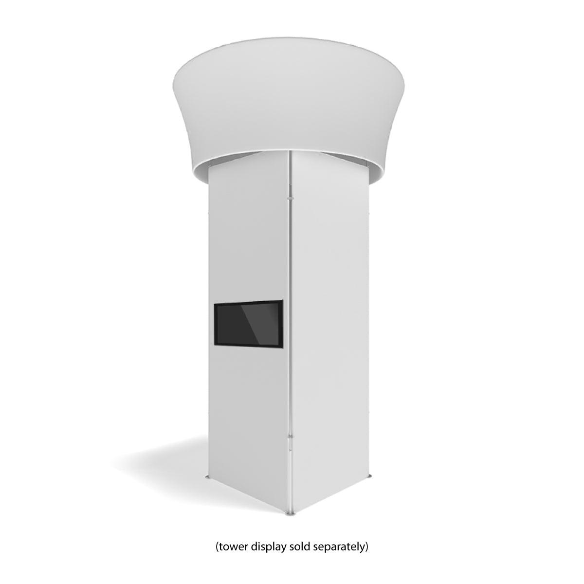 Trade show monitor mount display with integrated screen for exhibitions and special events