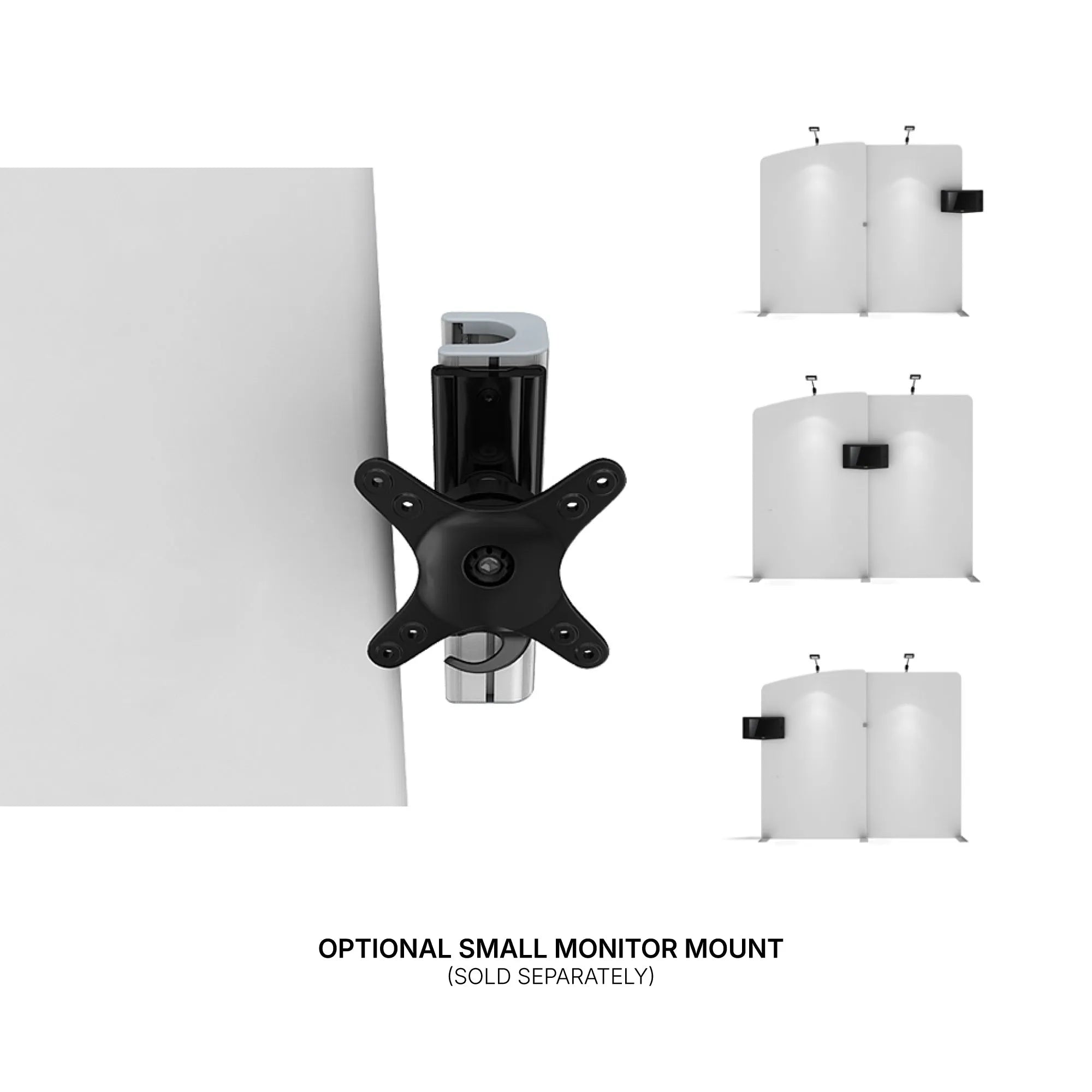 Optional small monitor mount for trade show and exhibition display panels