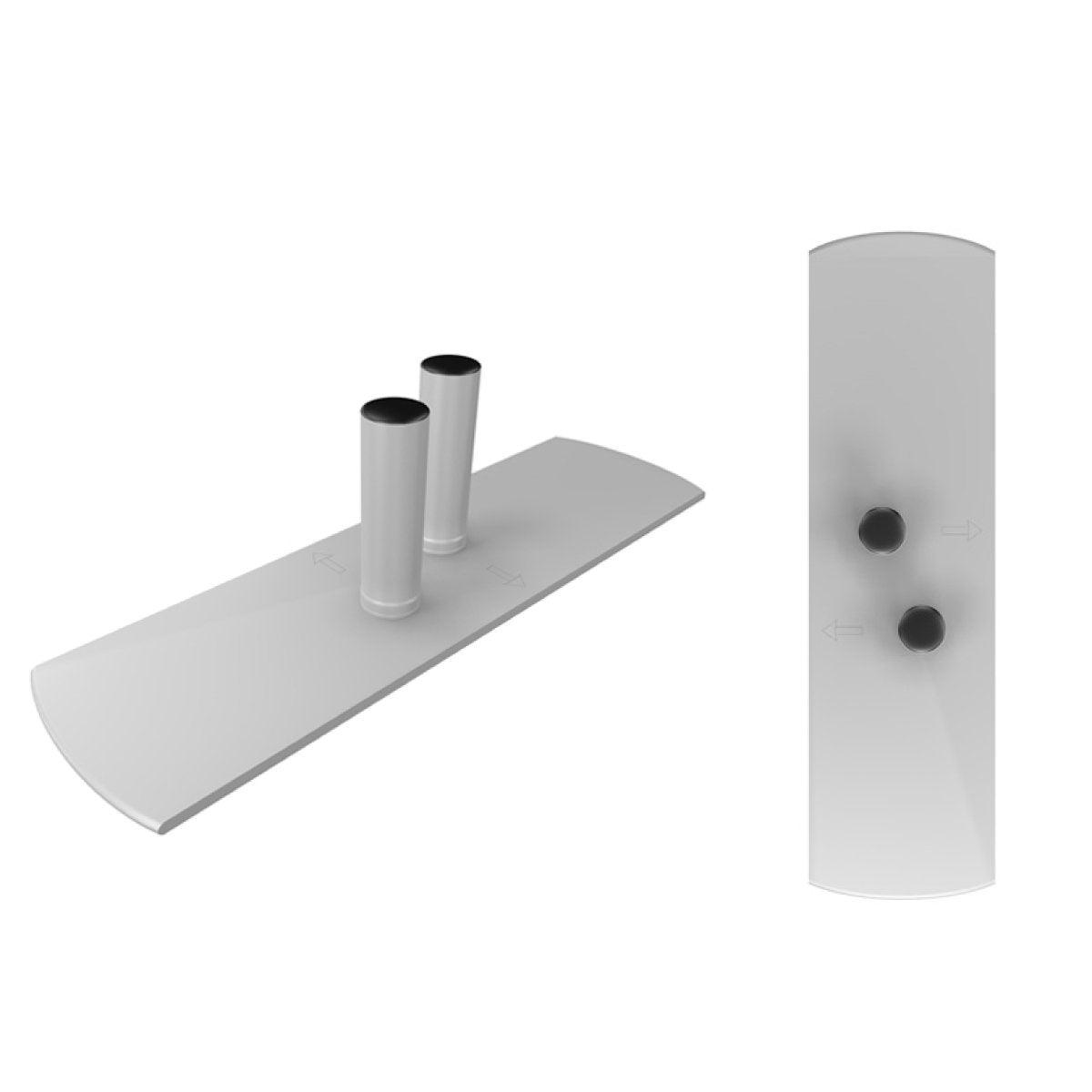 Trade show booth foot base with dual vertical poles for modular exhibition displays