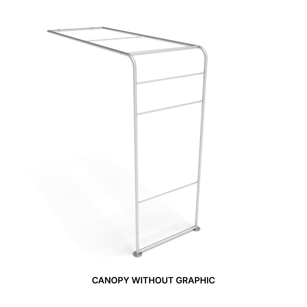 Trade show canopy frame structure for exhibitions and special event booth setups