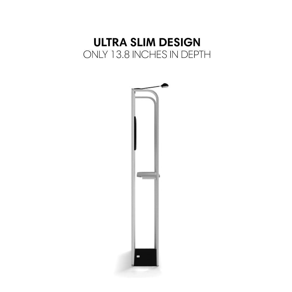 Ultra slim merchandiser display stand ideal for trade shows, exhibitions, and special events