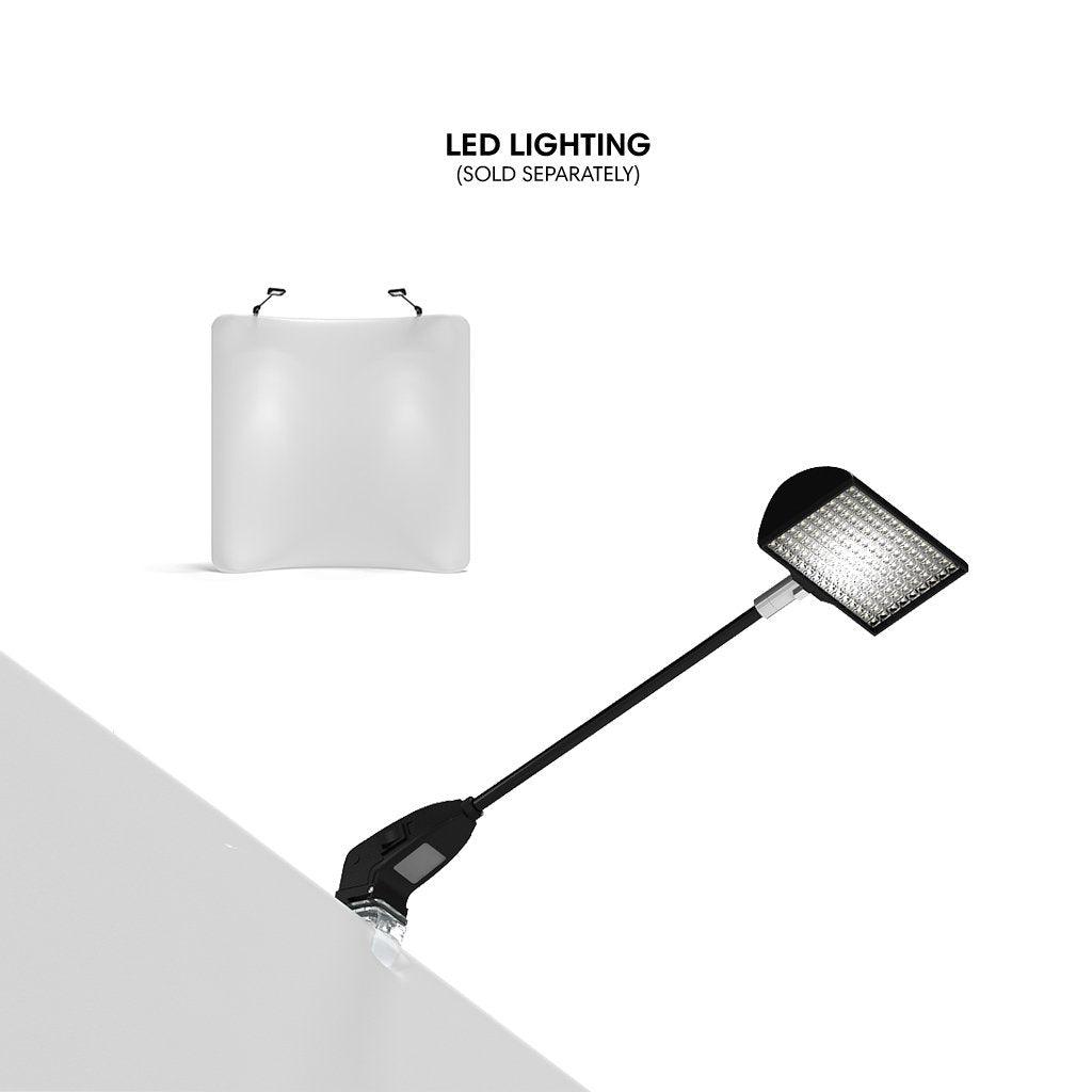 LED lighting fixture attached to exhibition display panel for trade shows and events