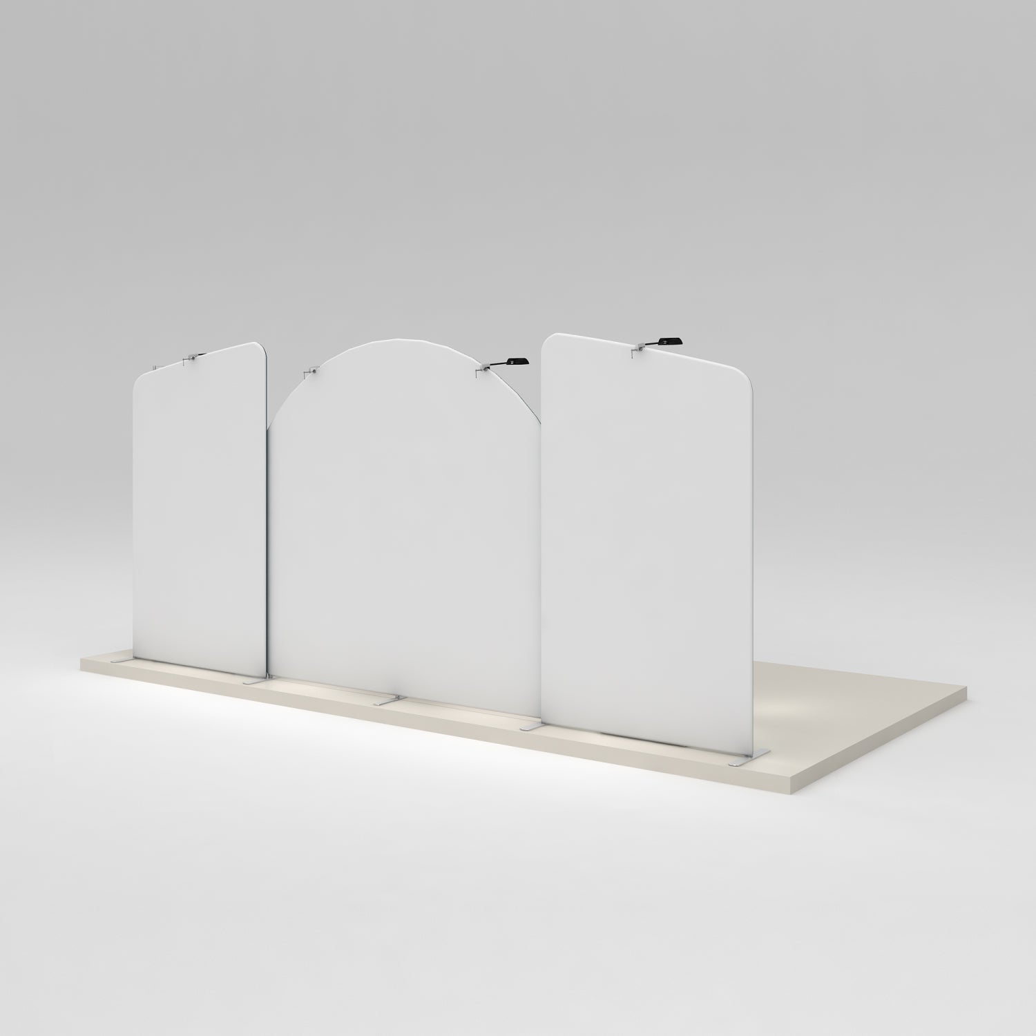 Modular trade show display panels with adjustable lighting for exhibitions and special events