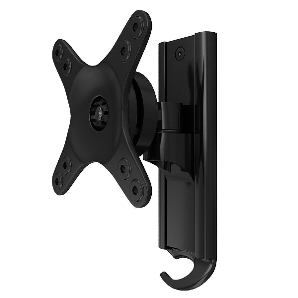 Compact monitor mount bracket for secure display attachment at trade shows and exhibitions