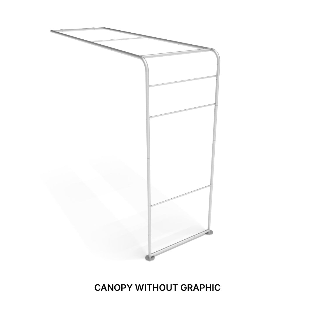 Trade show canopy frame for exhibitions and special events without graphics