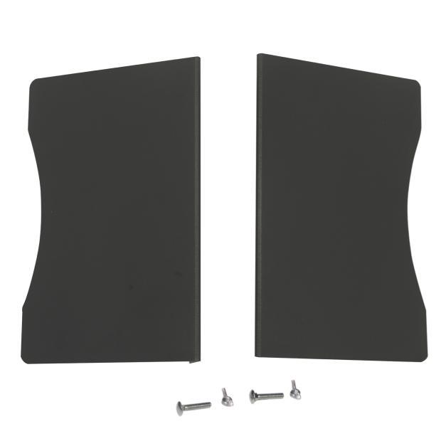 Modular wedge sign holder parts with screws for assembling trade show displays and exhibition signage